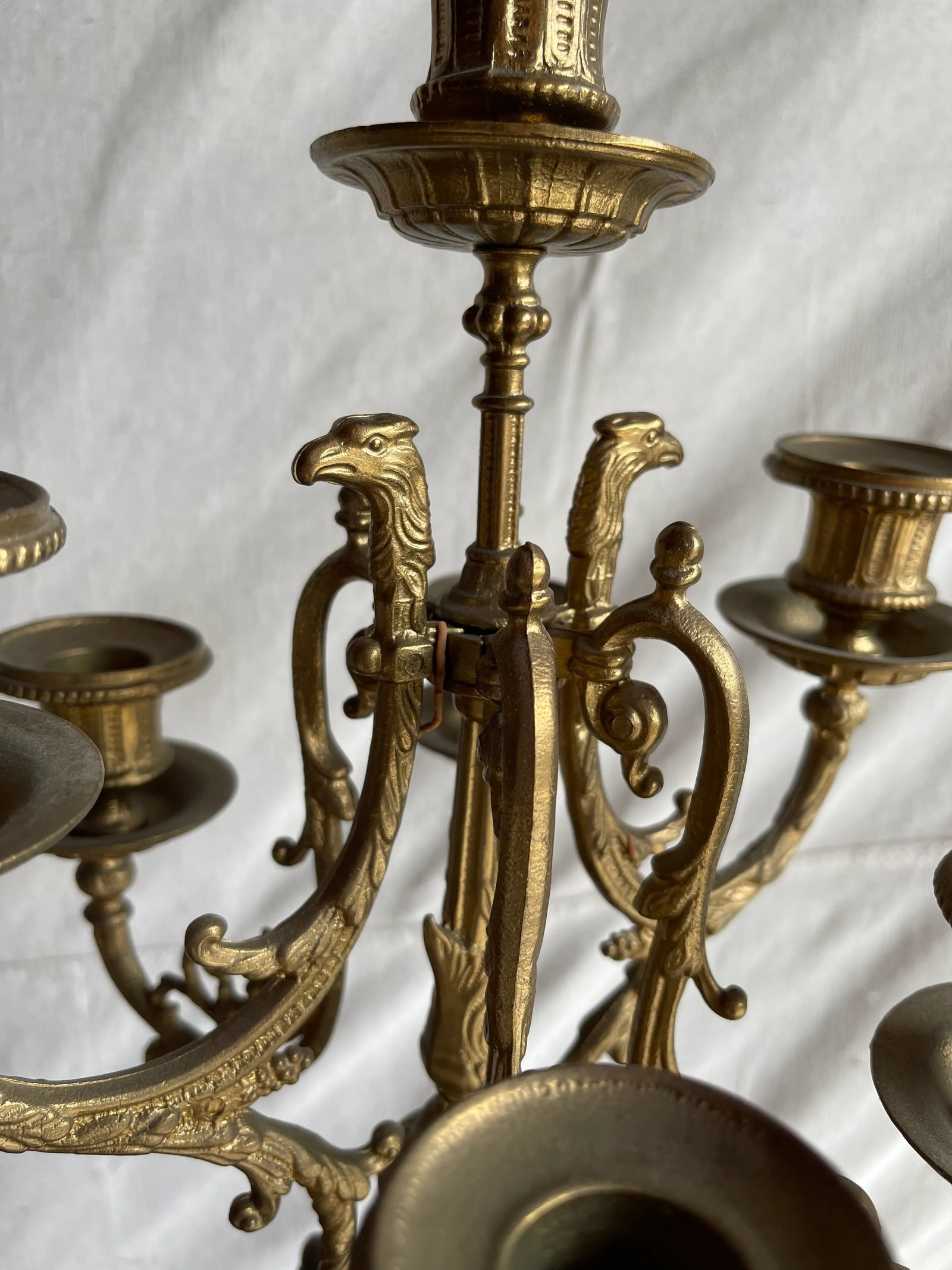 Early 20th Century Lancini Brass & Marble Imperial Candelabra, Made in Italy - 3
