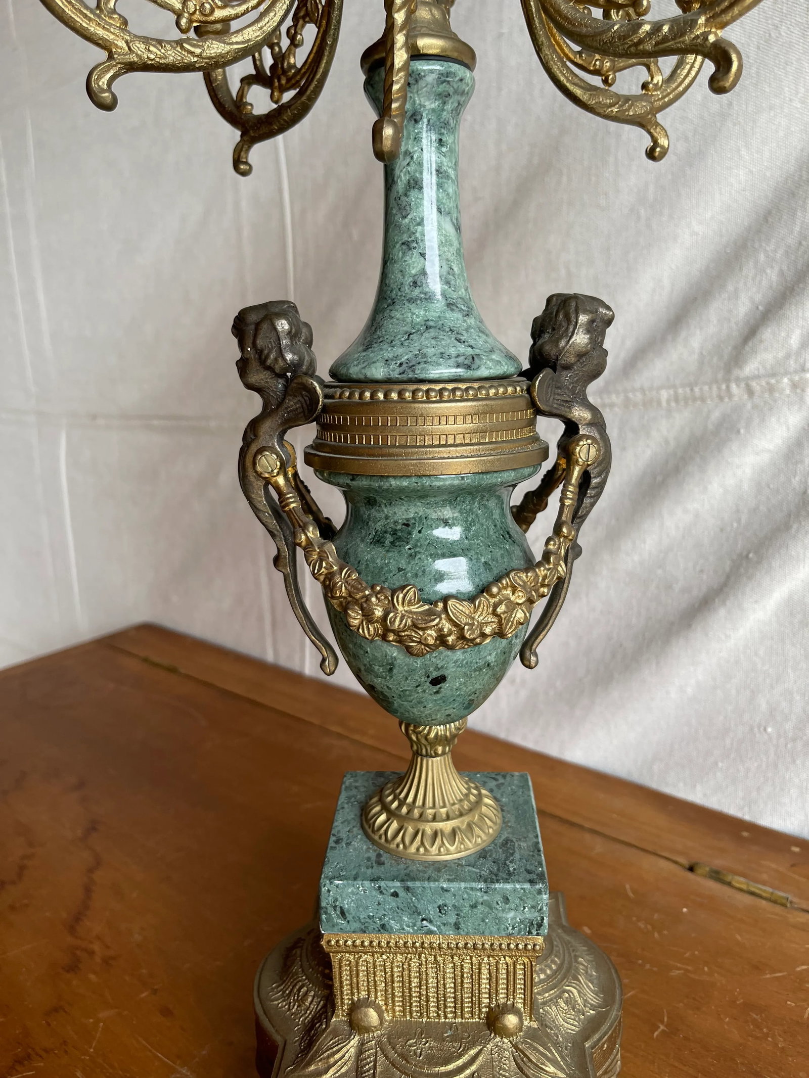 Early 20th Century Lancini Brass & Marble Imperial Candelabra, Made in Italy - 4