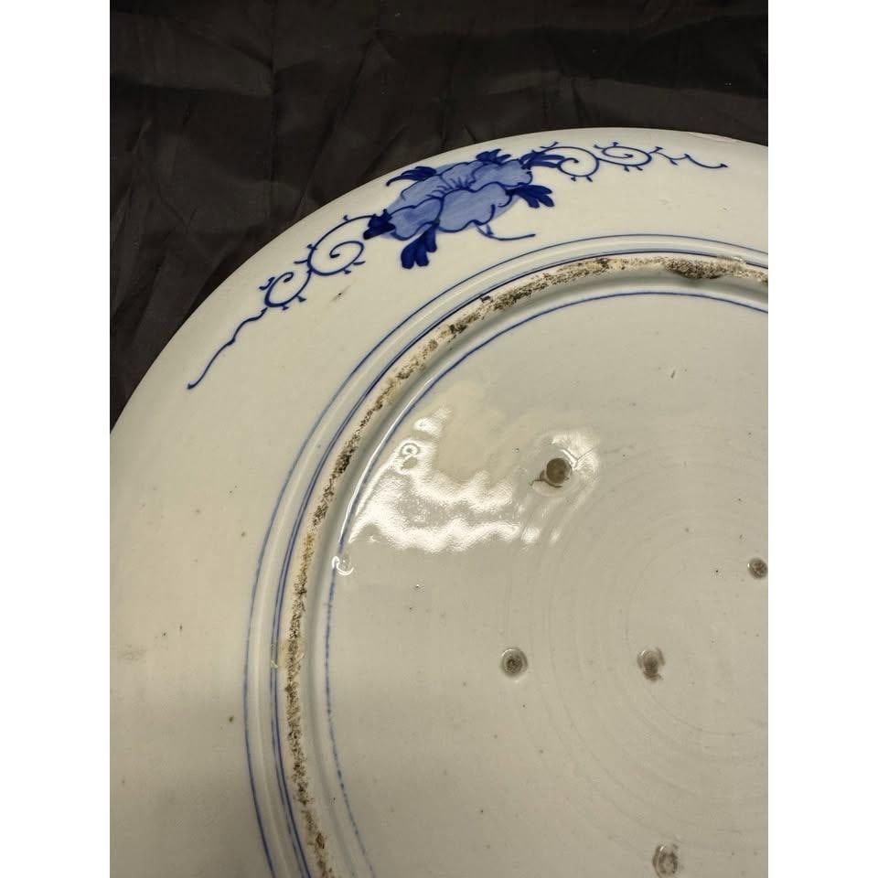 Rare 19c Antique Japanese Blue White Arita Charger Dish Plate Big Platter 18.5" - 10