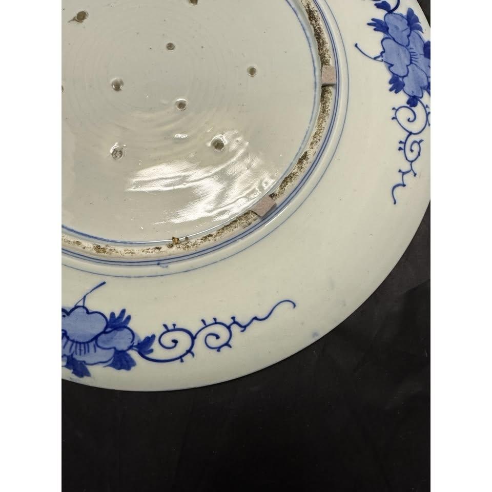 Rare 19c Antique Japanese Blue White Arita Charger Dish Plate Big Platter 18.5" - 11