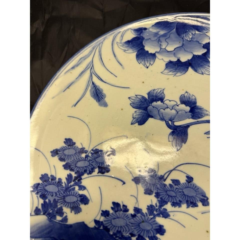 Rare 19c Antique Japanese Blue White Arita Charger Dish Plate Big Platter 18.5" - 4