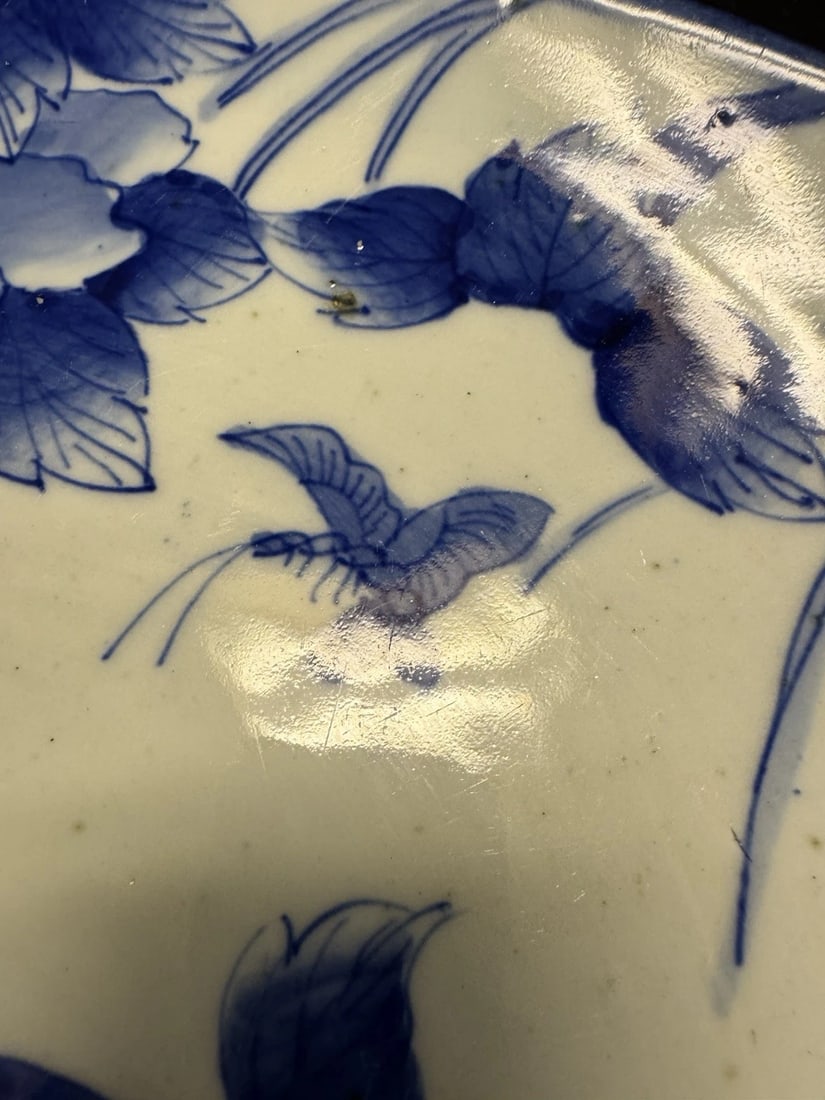 Rare 19c Antique Japanese Blue White Arita Charger Dish Plate Big Platter 18.5" - 5