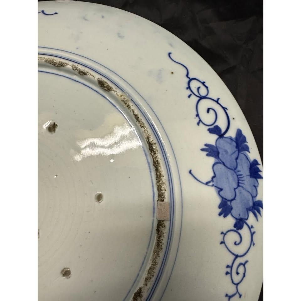 Rare 19c Antique Japanese Blue White Arita Charger Dish Plate Big Platter 18.5" - 9