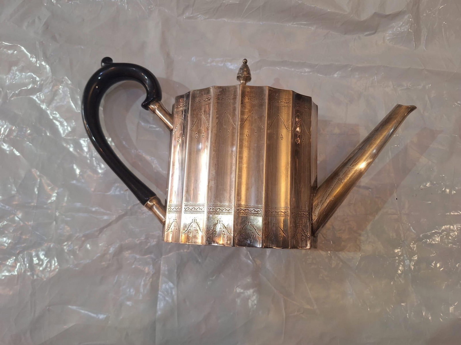 Antique Edwardian Silver-Plated Fluted Tea & Coffee Service With Ebonized Handles, 4-Piece Set - 11
