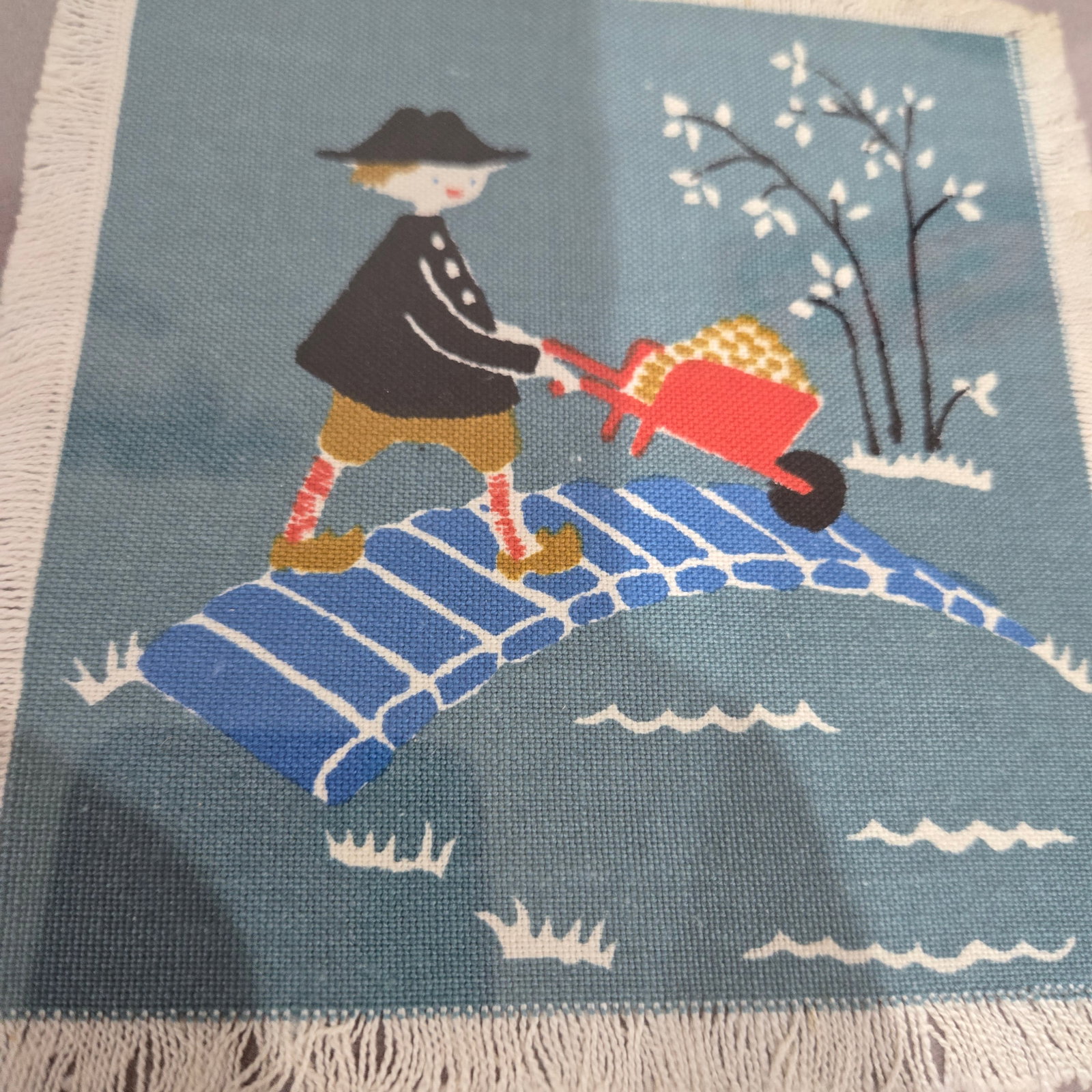 Set of Six Hans Christian Andersen Textile Napkin Artworks by Aase & Preben Jangaard, Framed Danish - 10