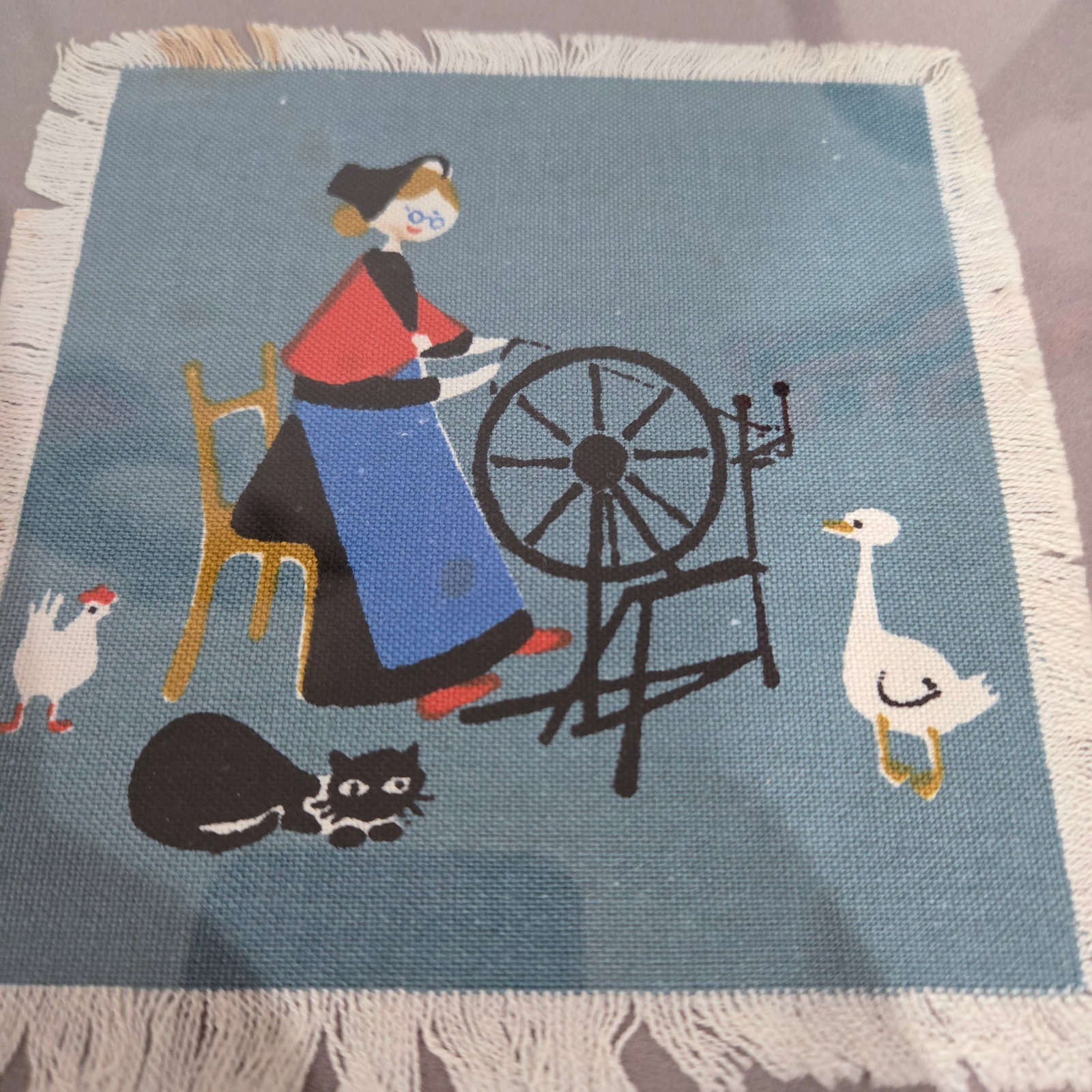 Set of Six Hans Christian Andersen Textile Napkin Artworks by Aase & Preben Jangaard, Framed Danish - 12