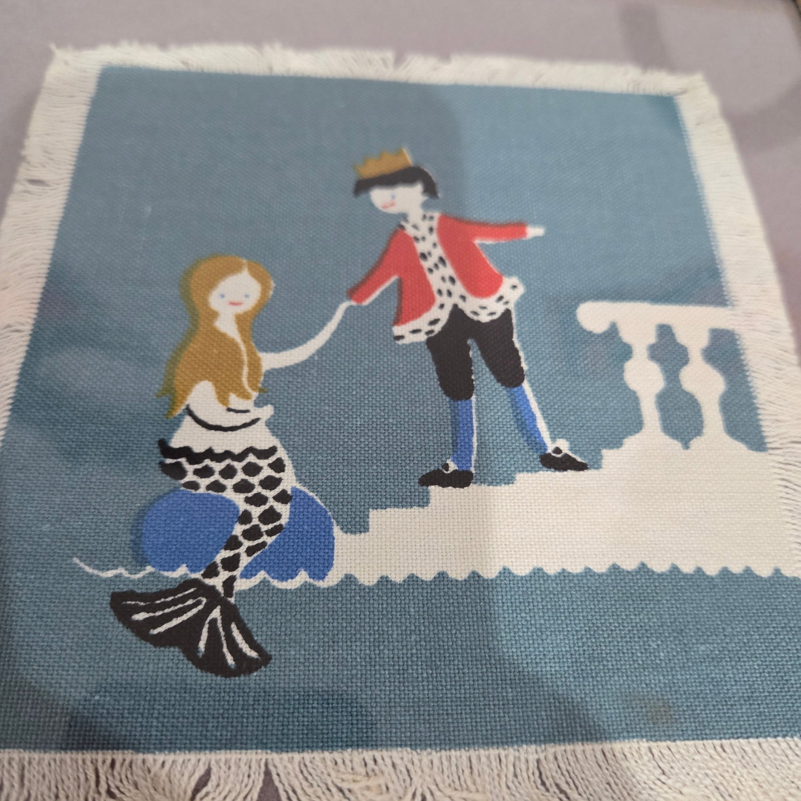 Set of Six Hans Christian Andersen Textile Napkin Artworks by Aase & Preben Jangaard, Framed Danish - 4
