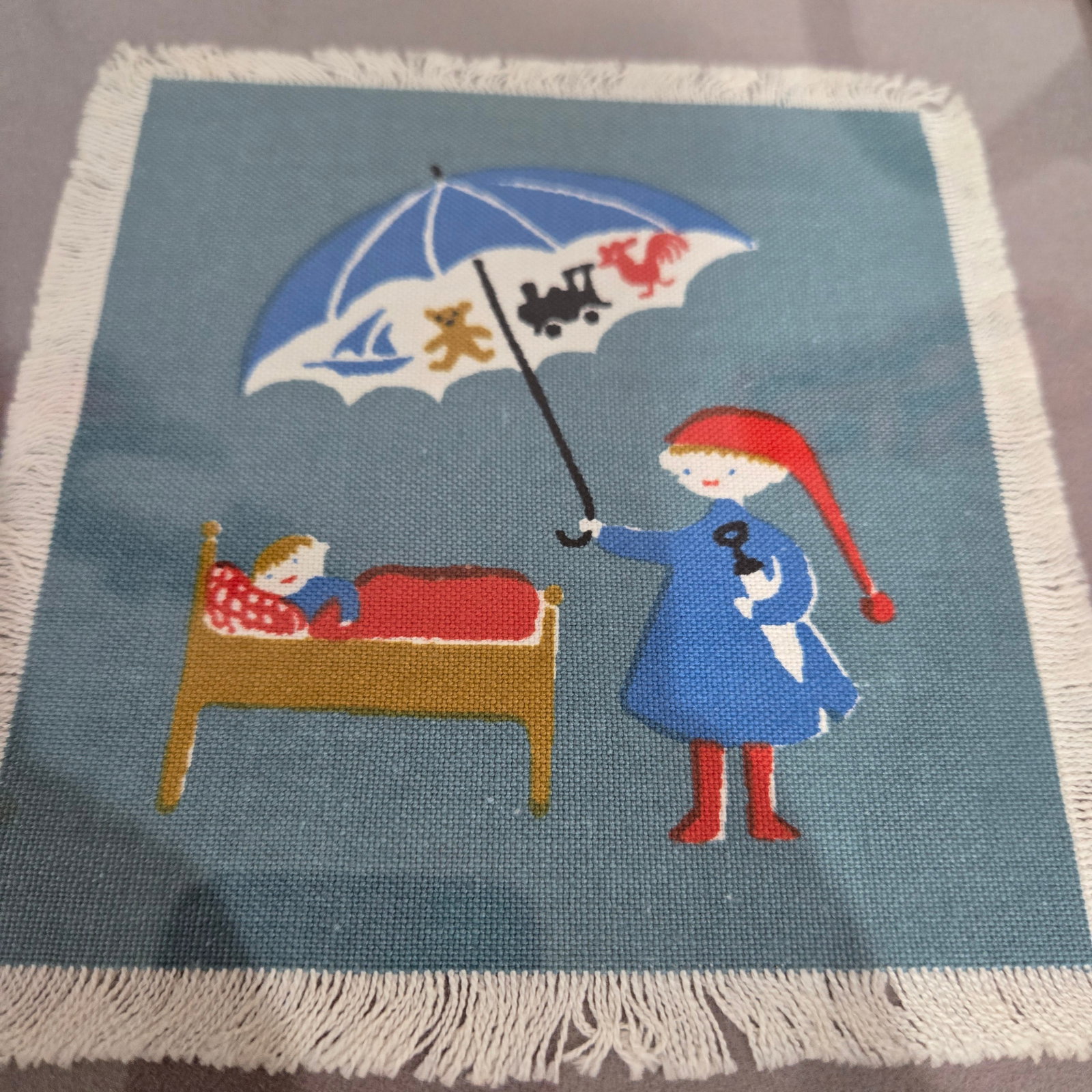 Set of Six Hans Christian Andersen Textile Napkin Artworks by Aase & Preben Jangaard, Framed Danish - 8