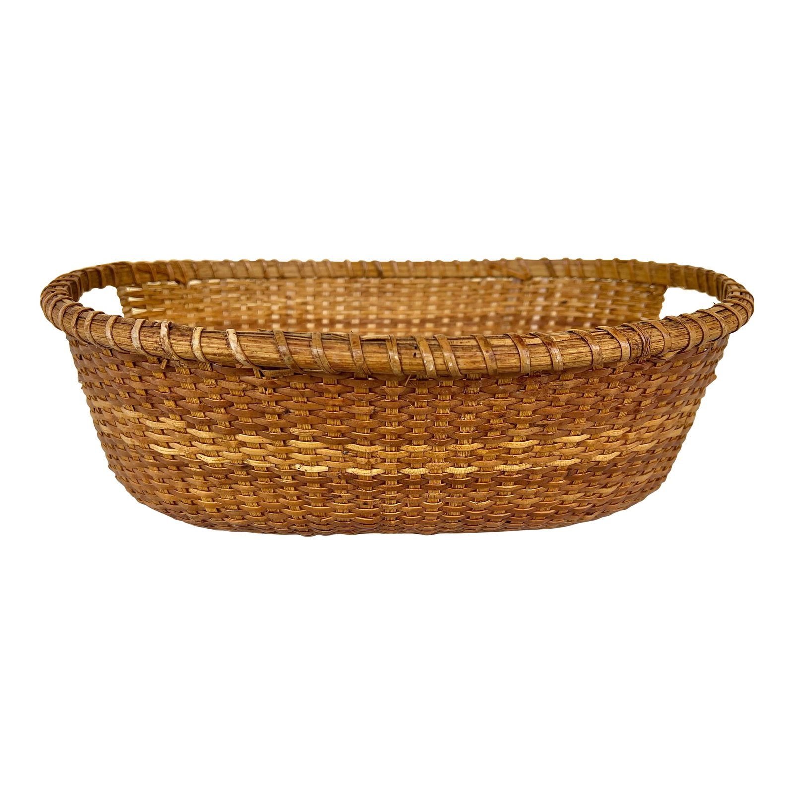 Vintage Nantucket Lightship Style Tight Woven Wicker Basket Wood Bottom (1 of 6)