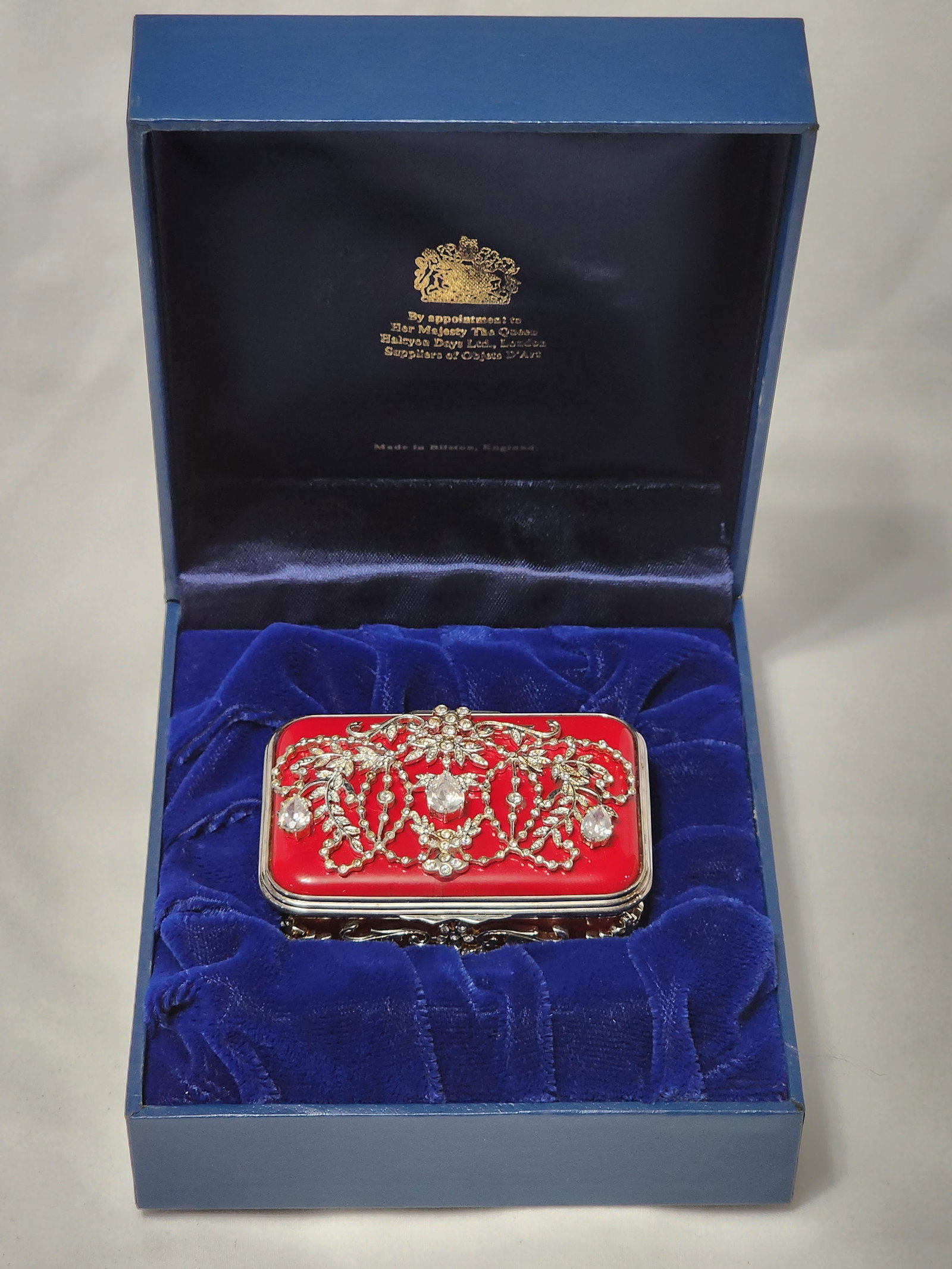 Rare Halcyon Days Swarovski Crystal Trinket Pill Box Vintage Handcrafted Gilbert Collection Enamel - 2