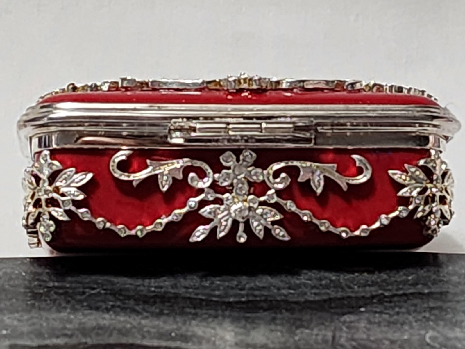 Rare Halcyon Days Swarovski Crystal Trinket Pill Box Vintage Handcrafted Gilbert Collection Enamel - 4