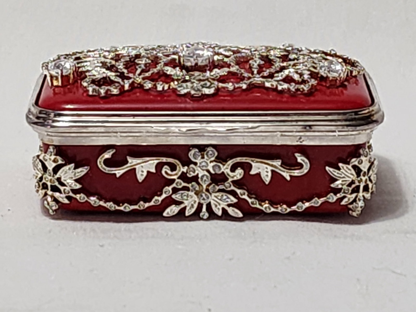 Rare Halcyon Days Swarovski Crystal Trinket Pill Box Vintage Handcrafted Gilbert Collection Enamel - 6