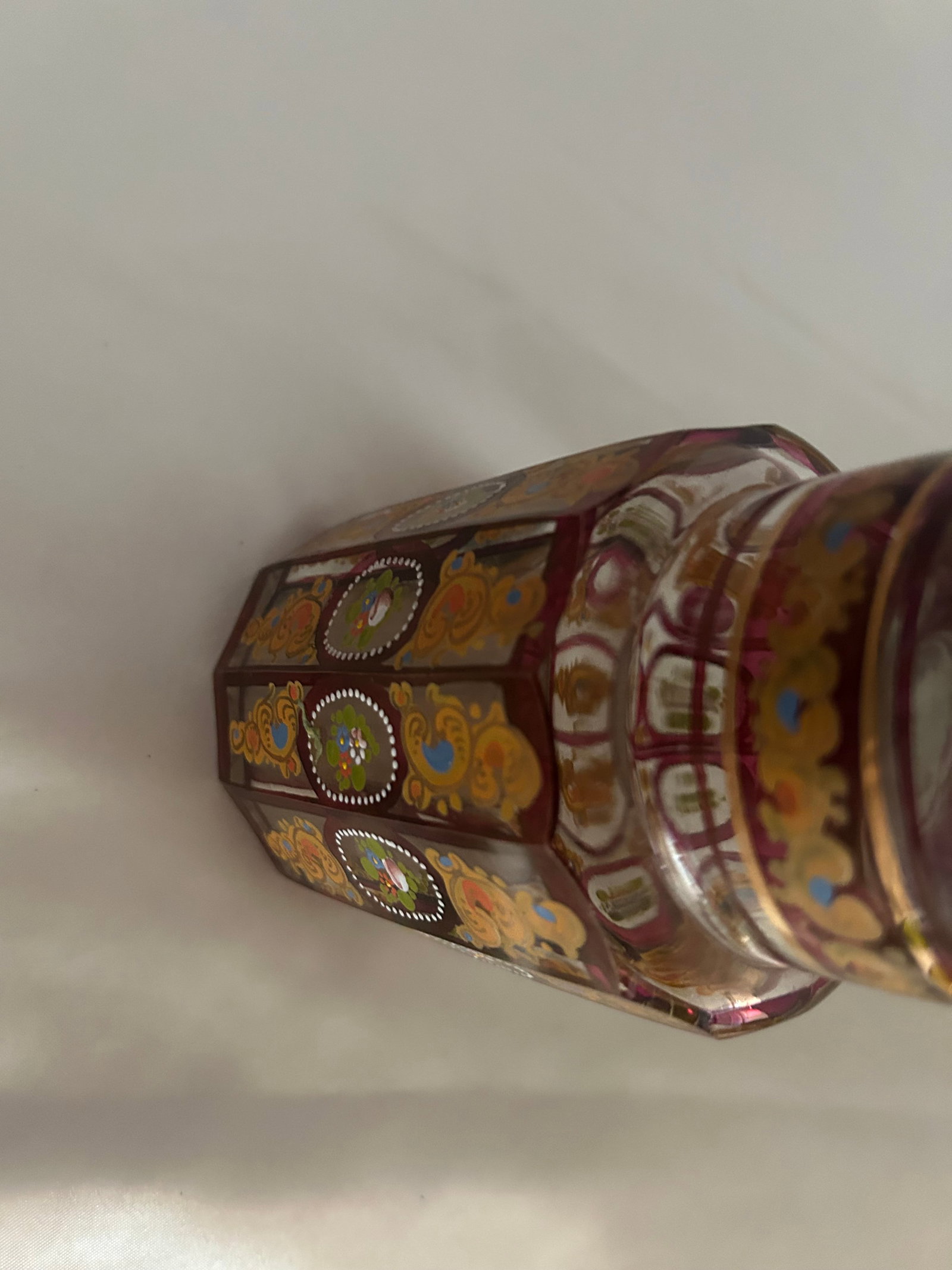 Antique Hand-Painted Bohemian Glass Perfume Bottle - 2