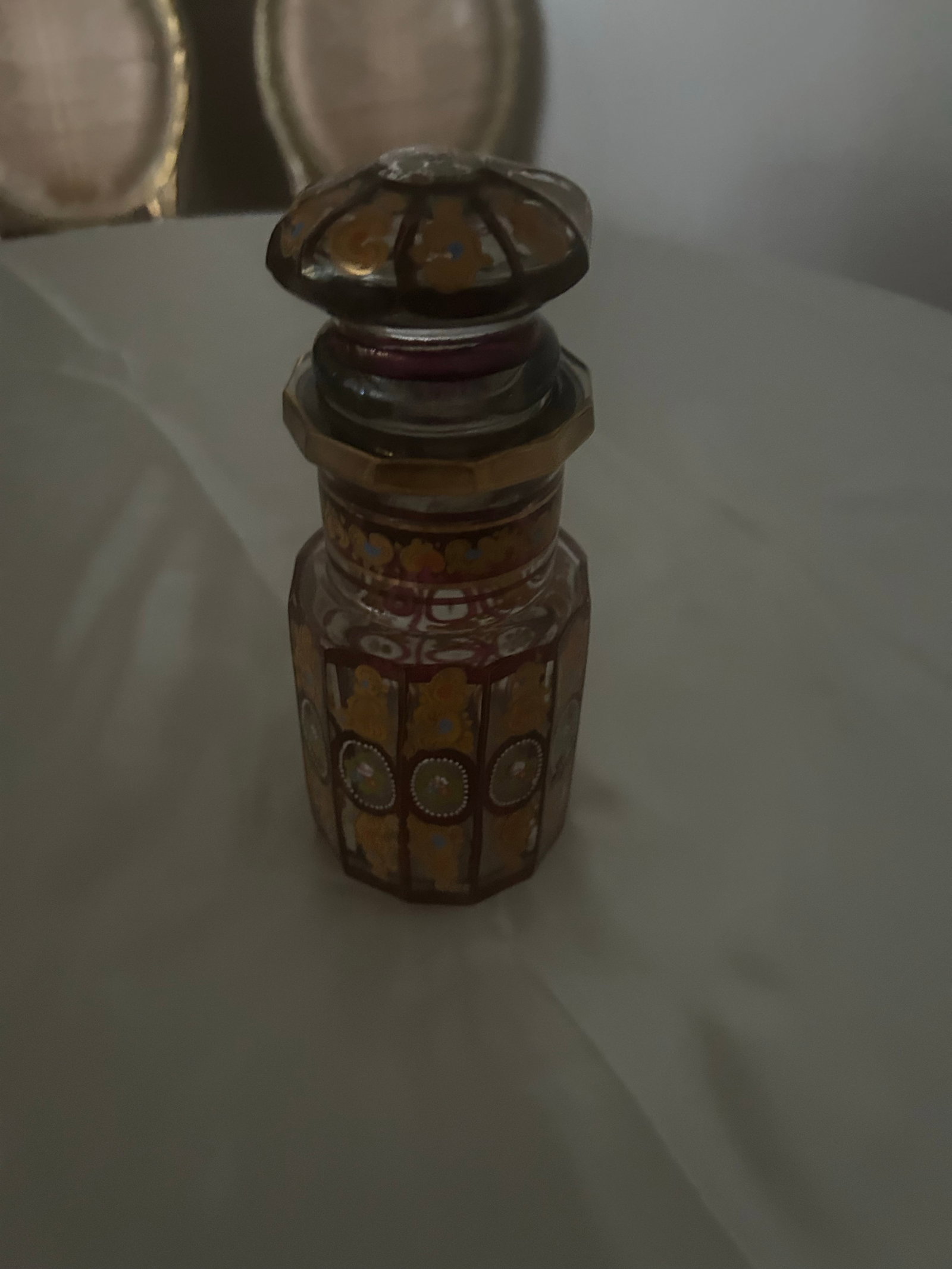 Antique Hand-Painted Bohemian Glass Perfume Bottle - 4
