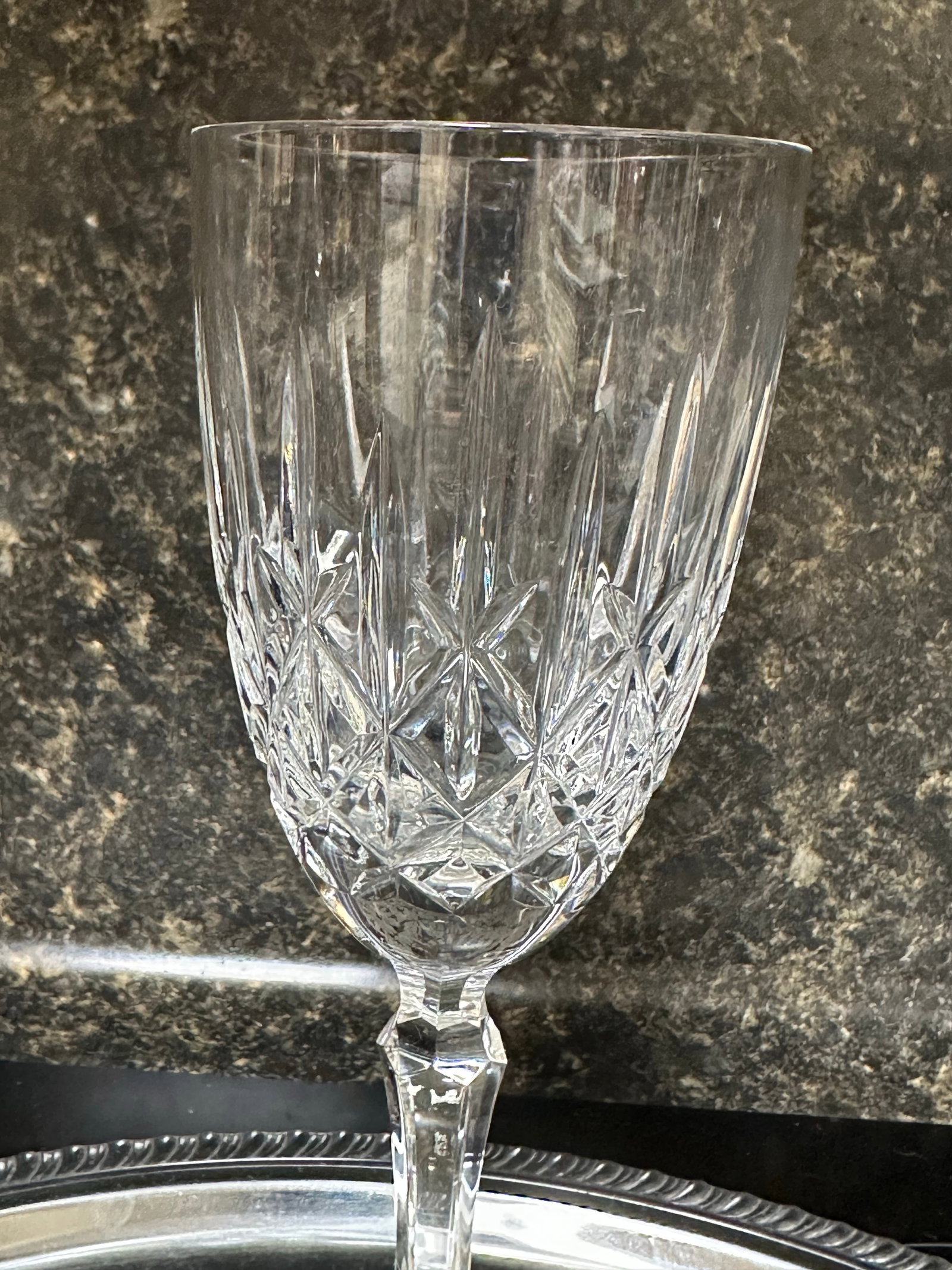 Mid 19th Century Edinburgh Crystal Ships Decanter With 6 Glasses and Silver Tray - 11