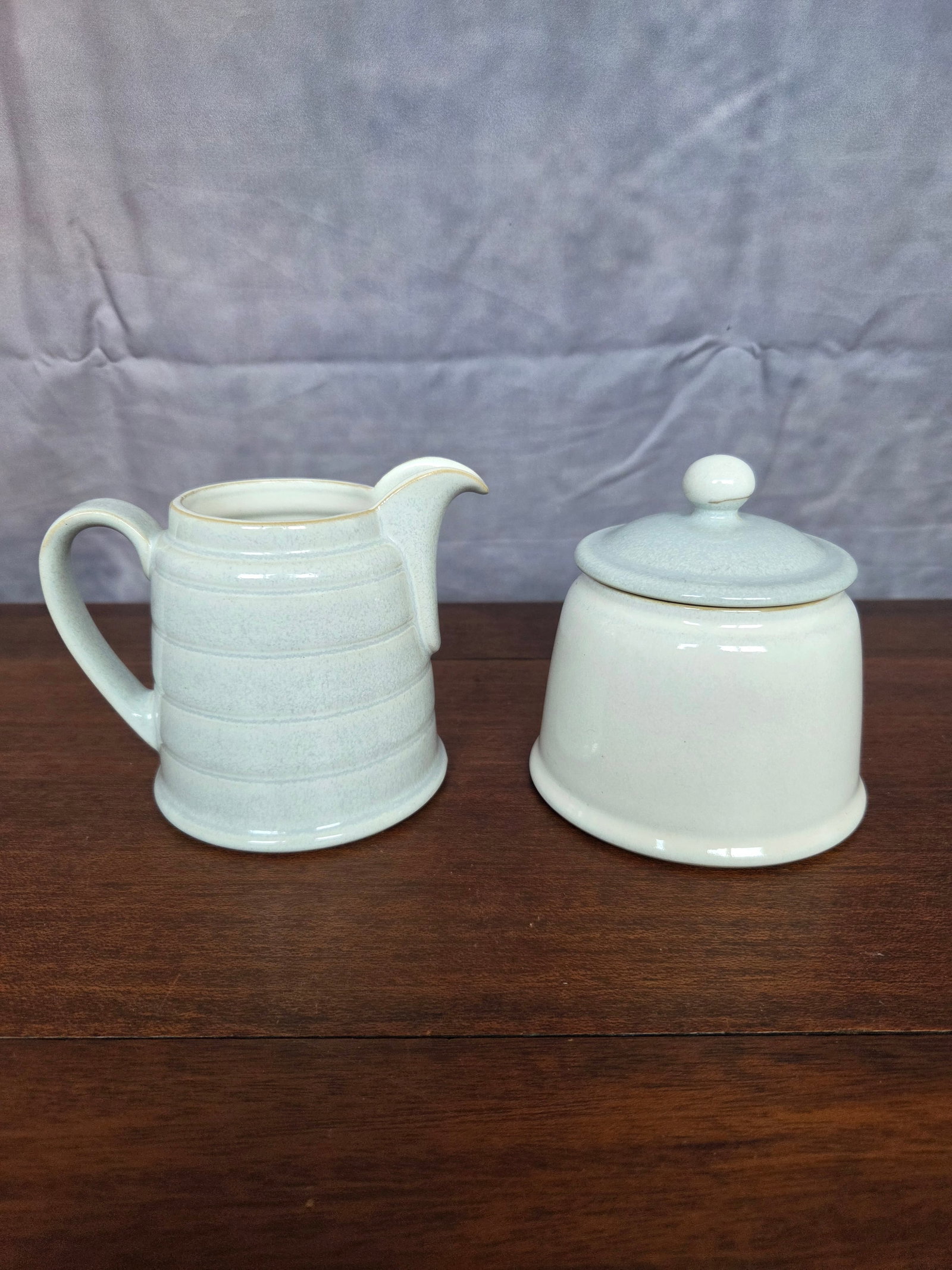 Vintage Minimalist Denby Spirit Light Gray Stoneware Tea Set - 4