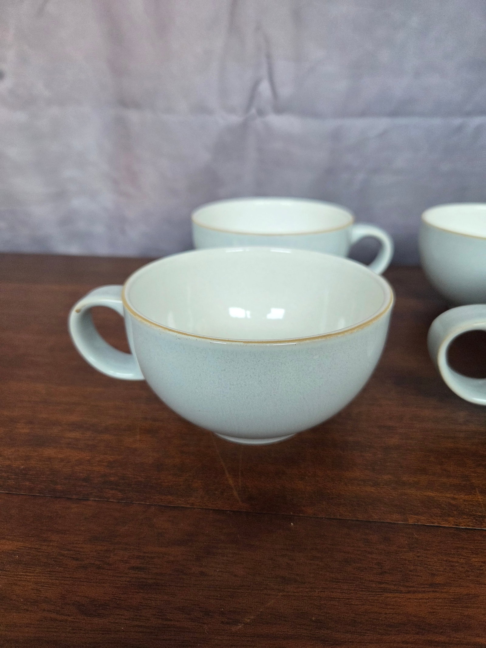 Vintage Minimalist Denby Spirit Light Gray Stoneware Tea Set - 5