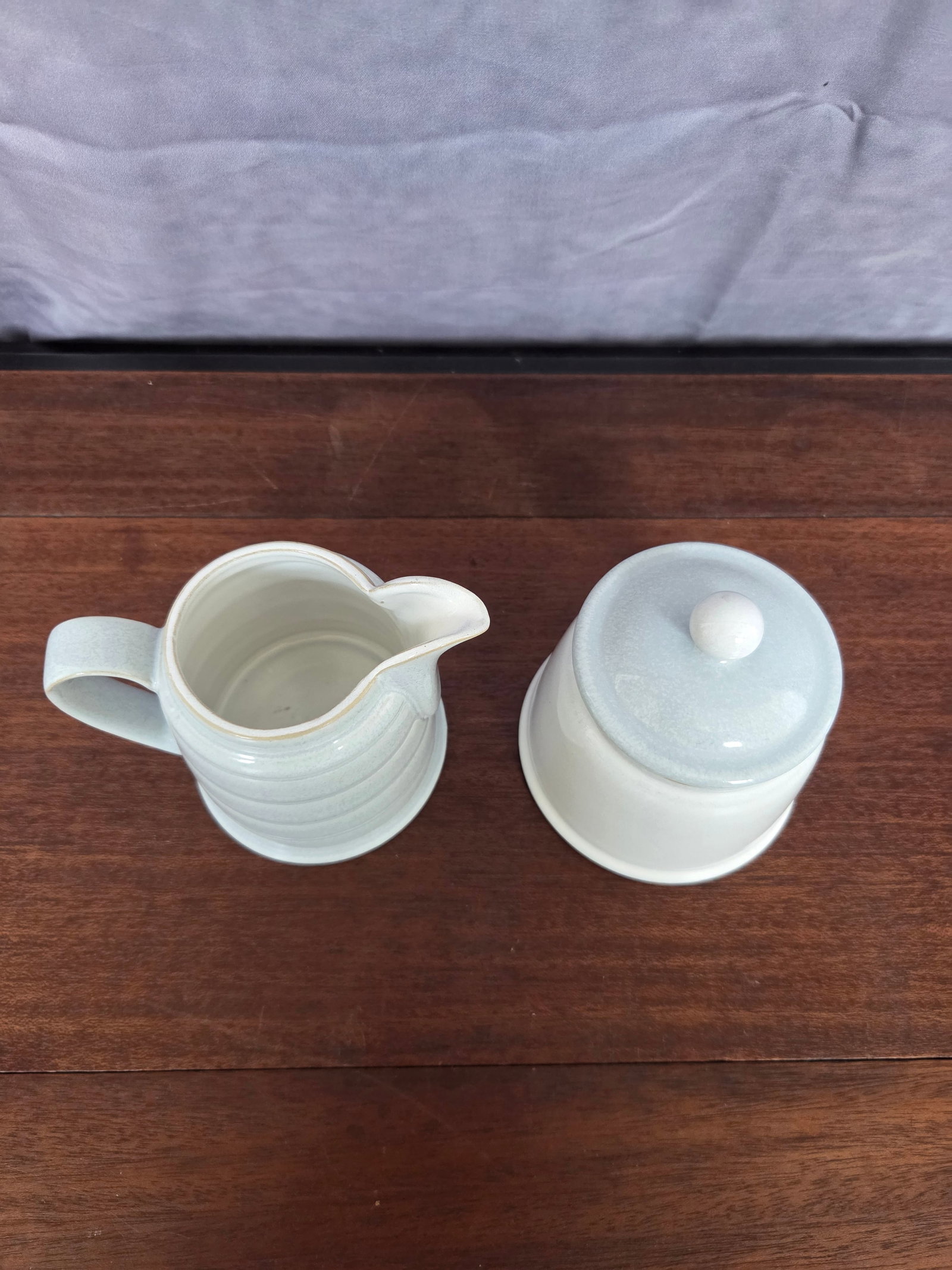 Vintage Minimalist Denby Spirit Light Gray Stoneware Tea Set - 8