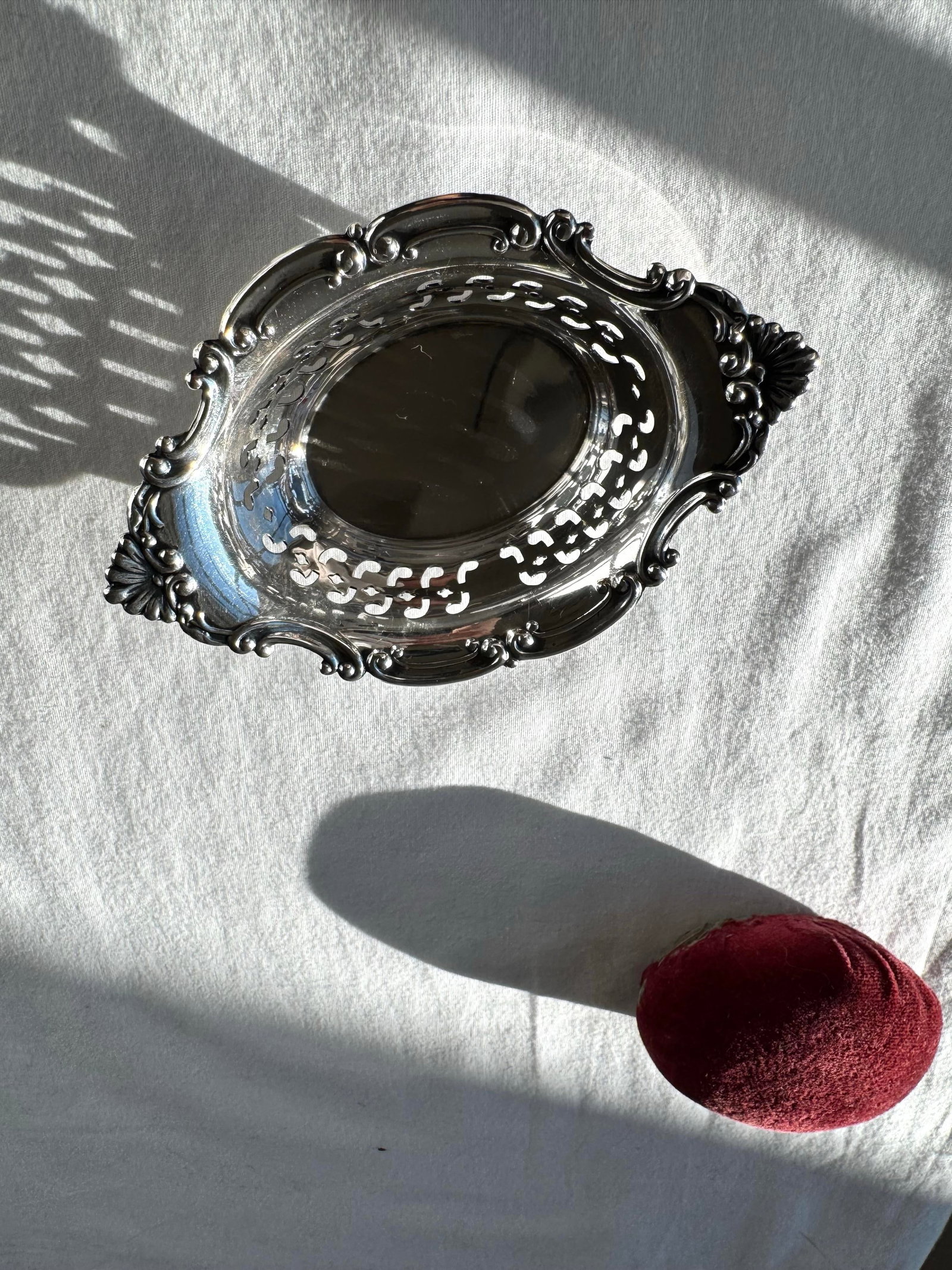 1900s Gorham Sterling Silver Victorian Pin Cushion With Rich Red Velvet - 6