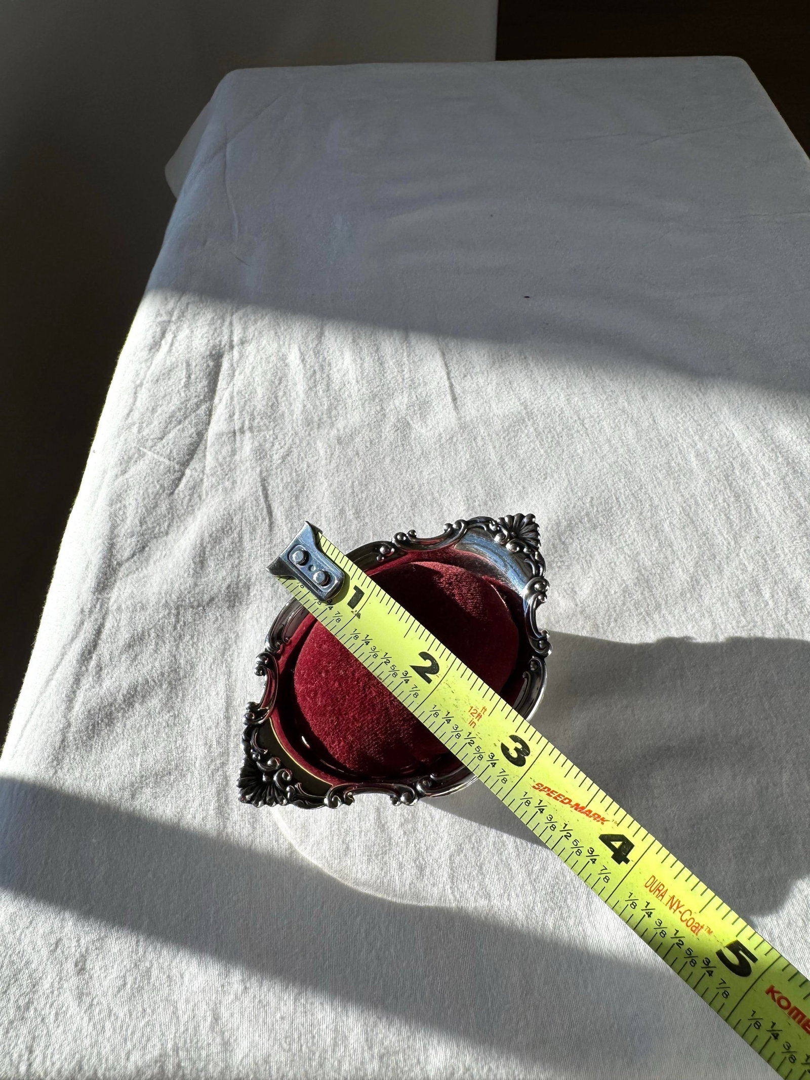 1900s Gorham Sterling Silver Victorian Pin Cushion With Rich Red Velvet - 9