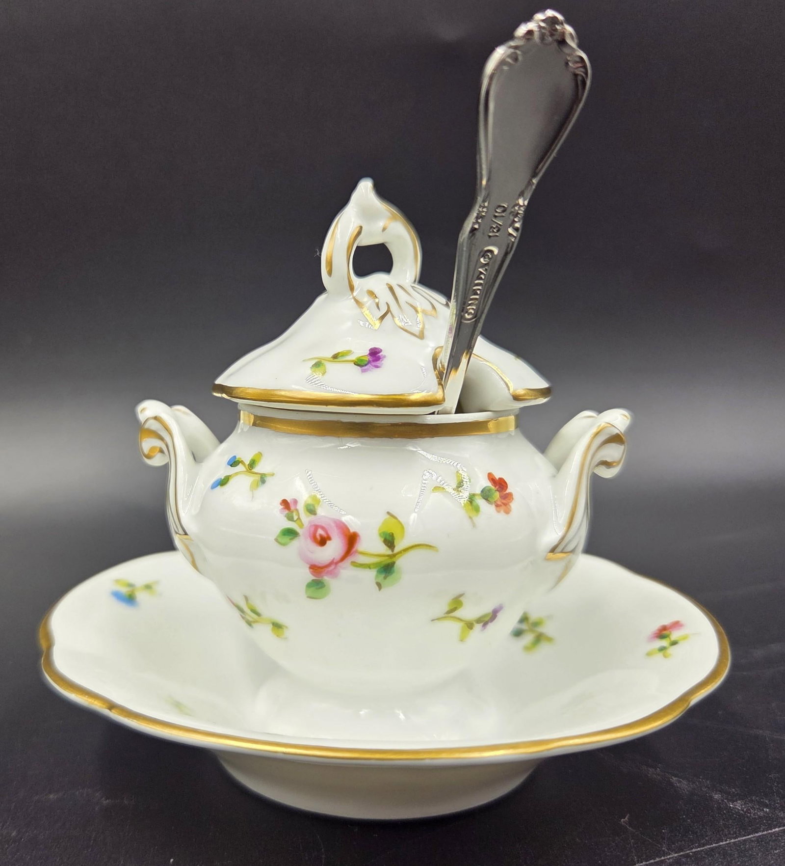 Vista Alegra Porcelain Petite Sugar Bowl With Oneida Sugar Spoon - 2