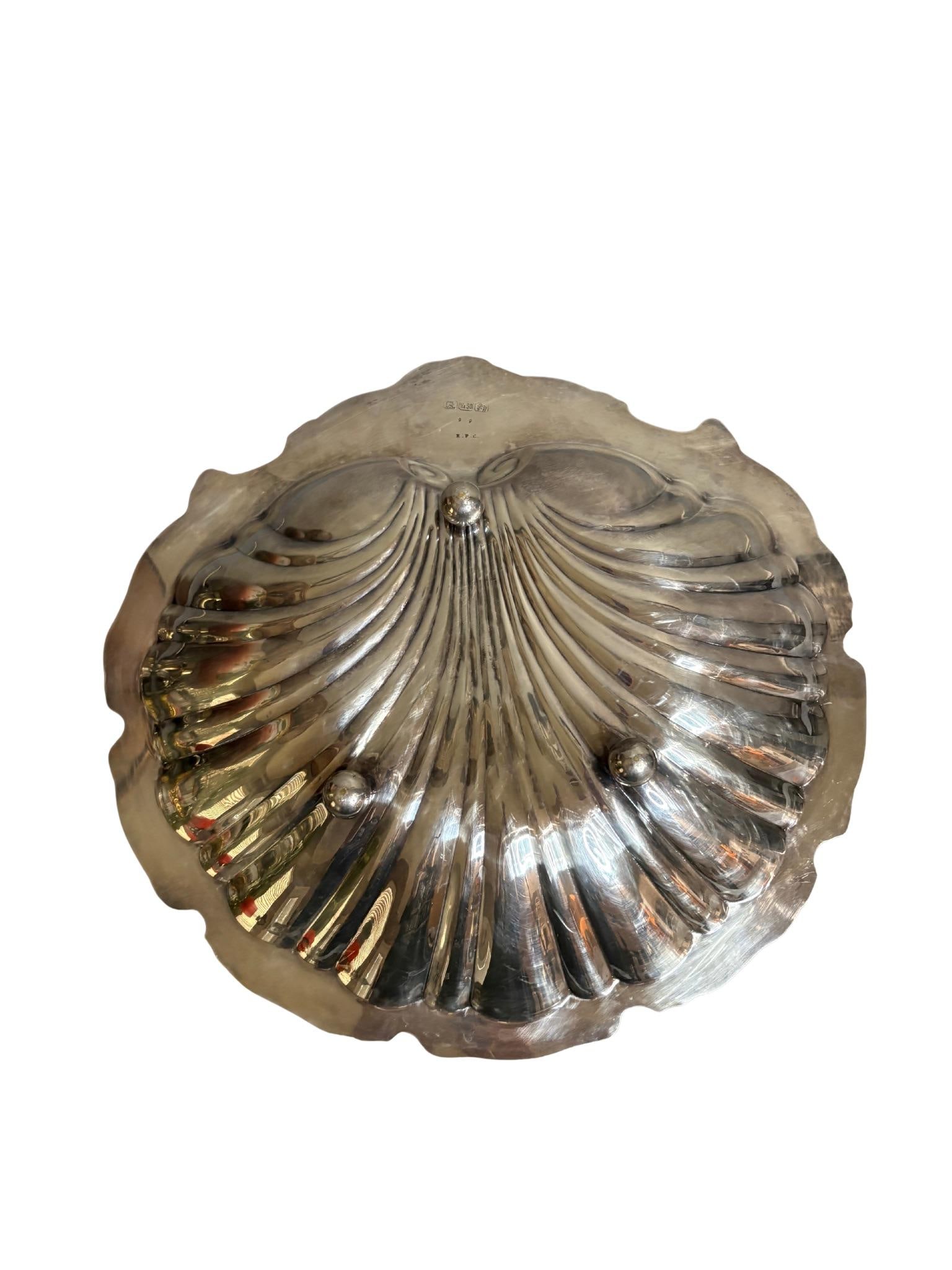 Vintage W & Sb English Regency Style Silver Plated Large Scallop Clam Shell Serving Dish - 10