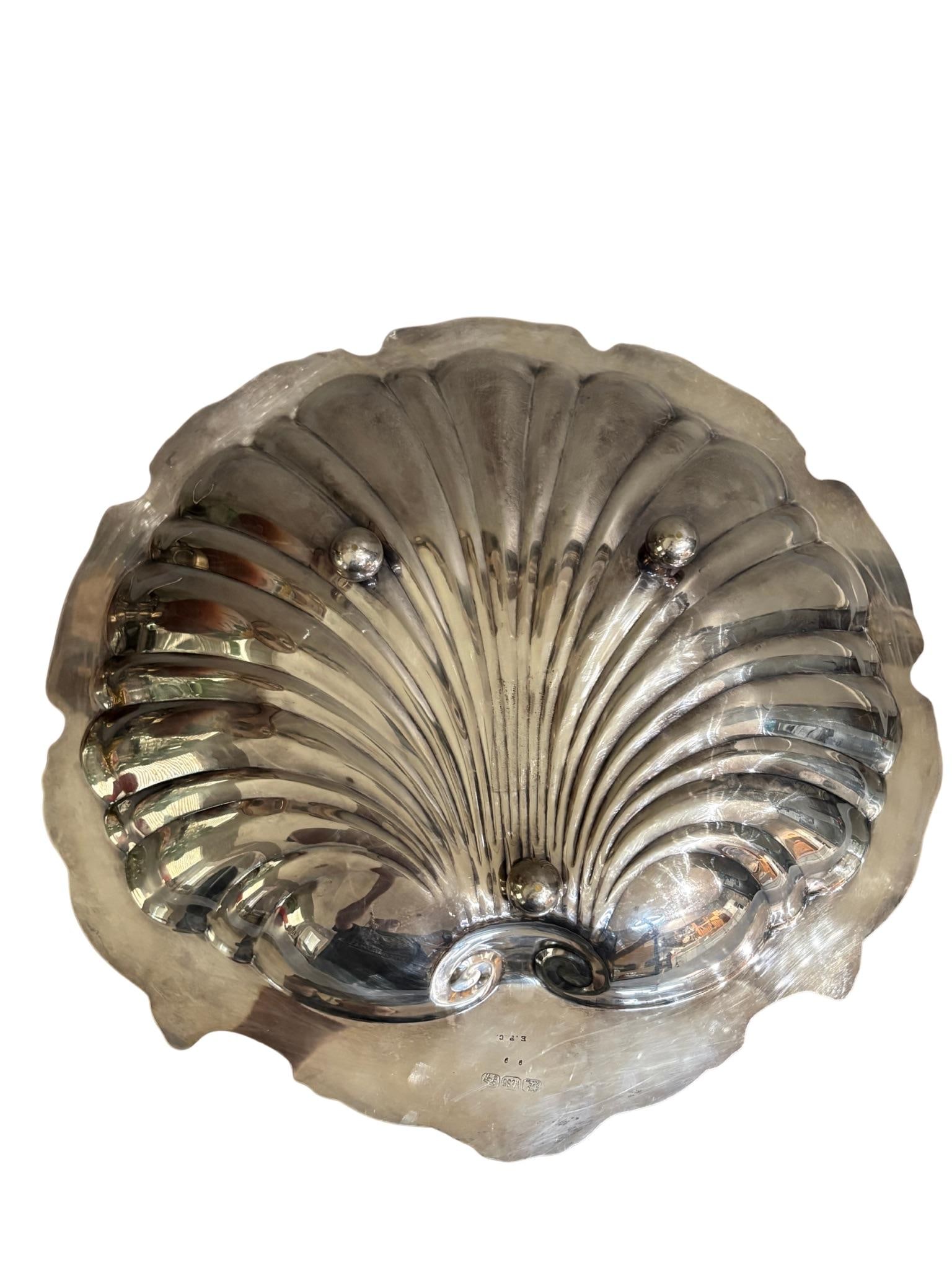 Vintage W & Sb English Regency Style Silver Plated Large Scallop Clam Shell Serving Dish - 2