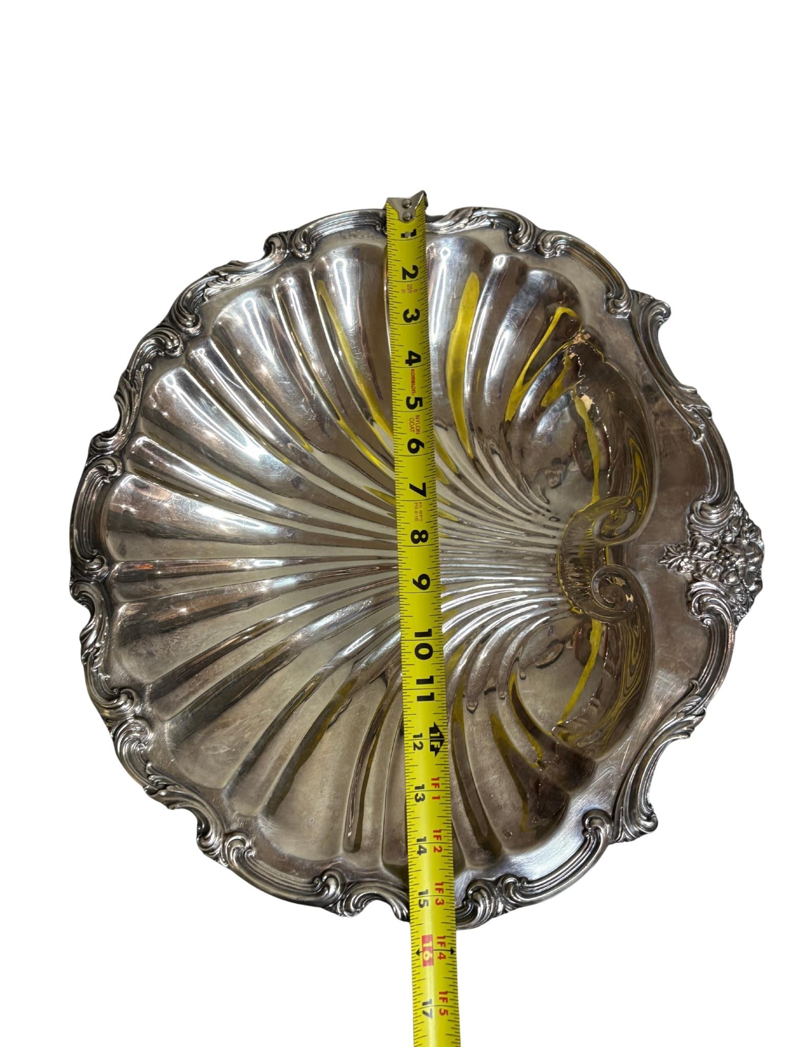 Vintage W & Sb English Regency Style Silver Plated Large Scallop Clam Shell Serving Dish - 4