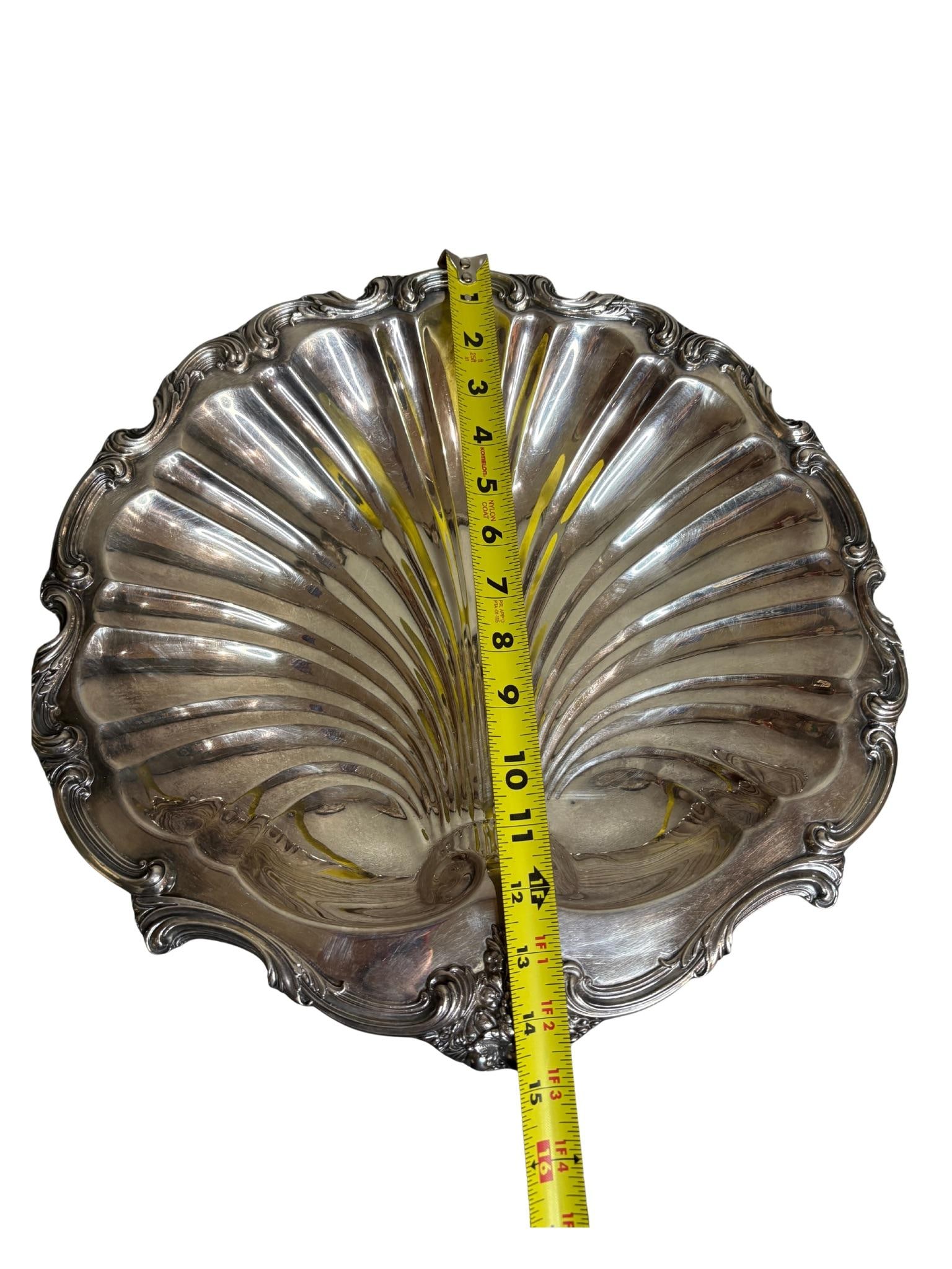 Vintage W & Sb English Regency Style Silver Plated Large Scallop Clam Shell Serving Dish - 5