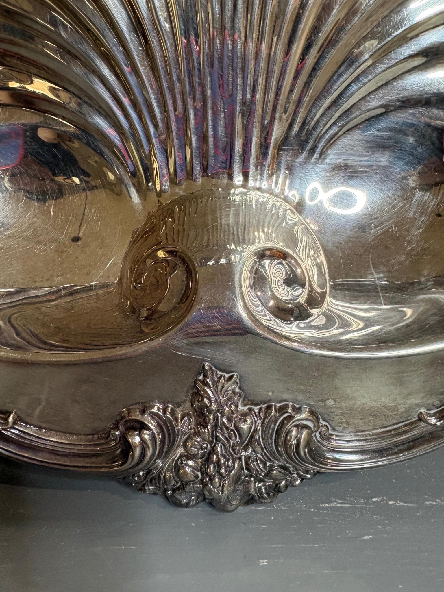 Vintage W & Sb English Regency Style Silver Plated Large Scallop Clam Shell Serving Dish - 7