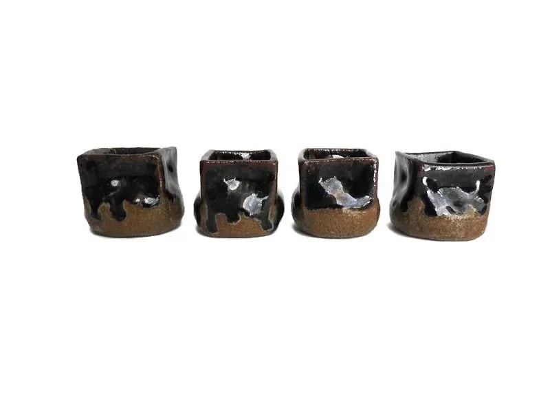1990s Artisan Japanese-Style Raku Pottery Tea Set- 5 Pieces - 4