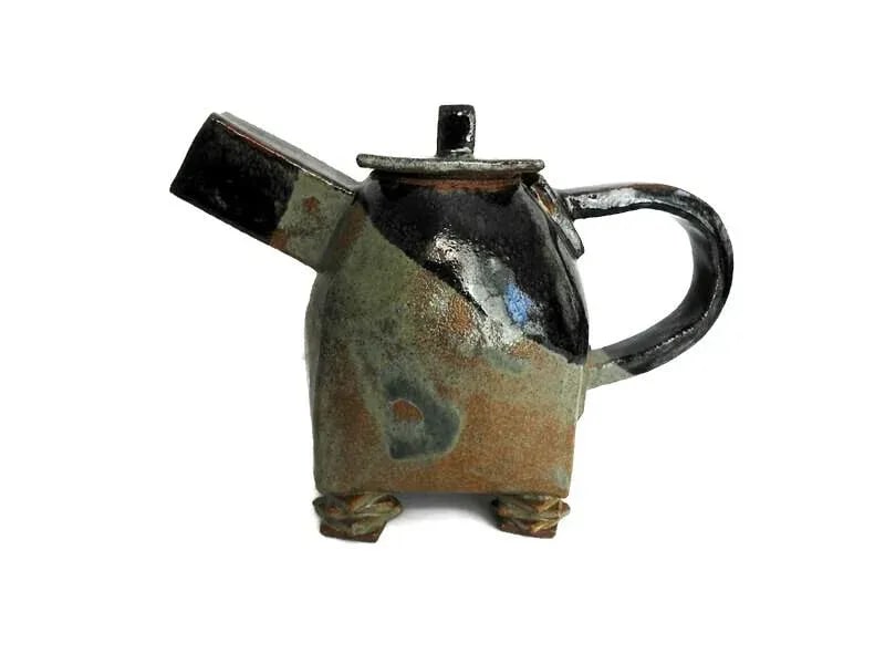 1990s Artisan Japanese-Style Raku Pottery Tea Set- 5 Pieces - 6