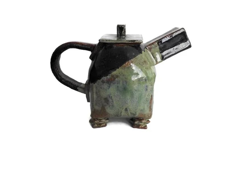 1990s Artisan Japanese-Style Raku Pottery Tea Set- 5 Pieces - 8