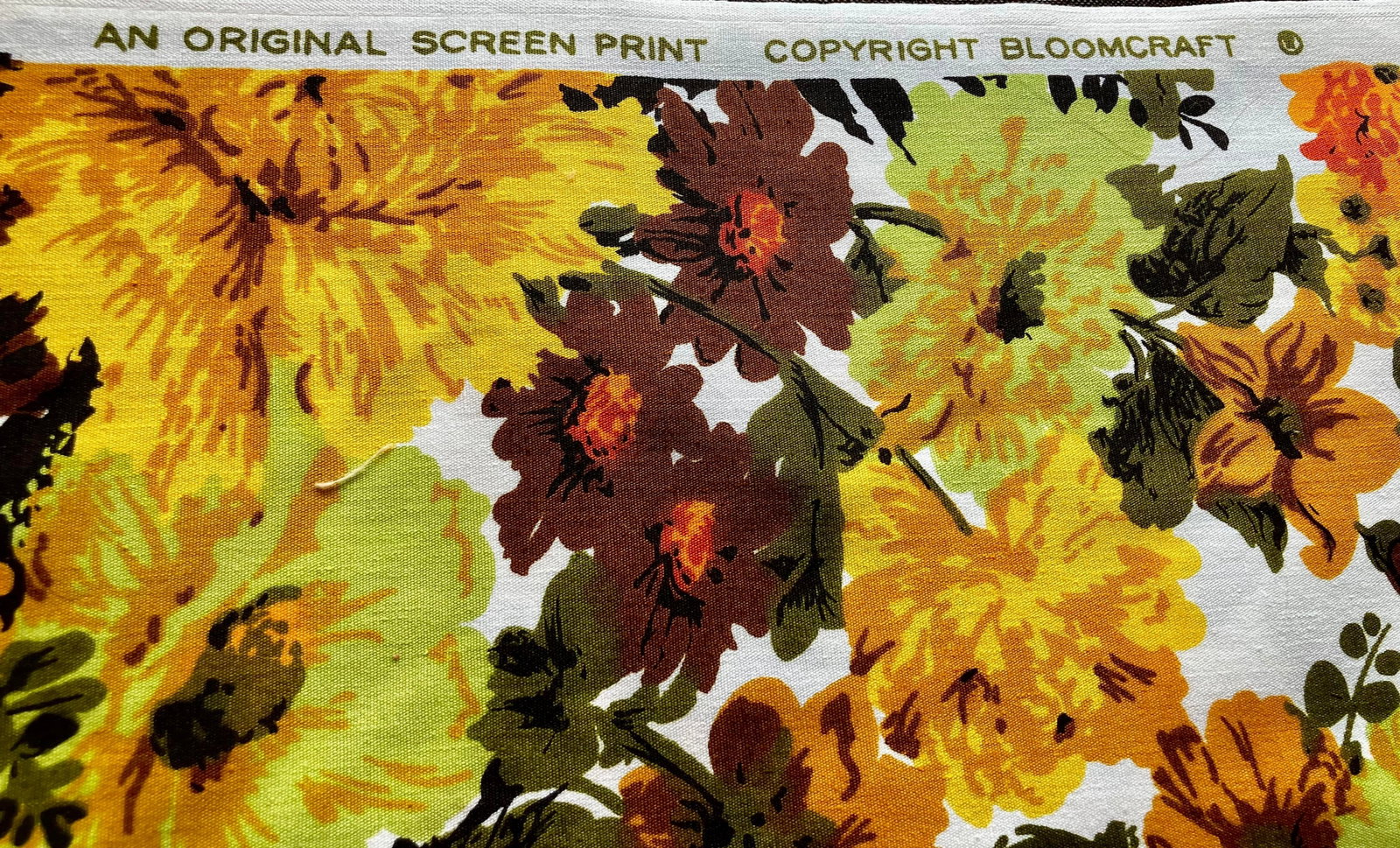 Vintage MCM Original Decorator Screen Print Bloomcraft Fabric - 11 Yards - 5