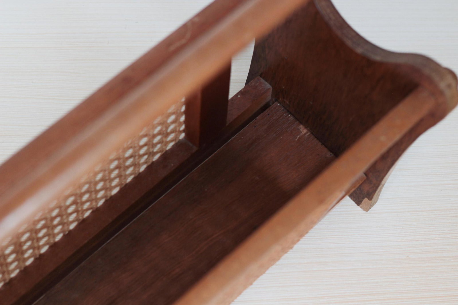 1970s Mid-Century Wood and Cane Magazine Rack - 10