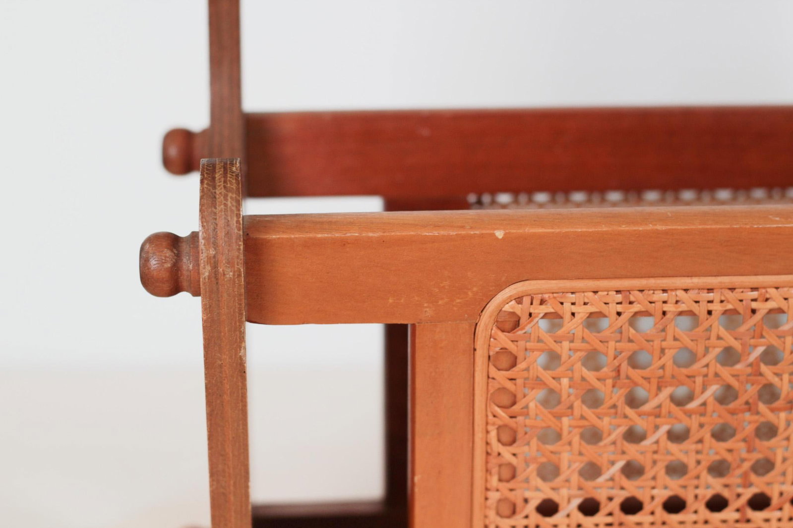 1970s Mid-Century Wood and Cane Magazine Rack - 8