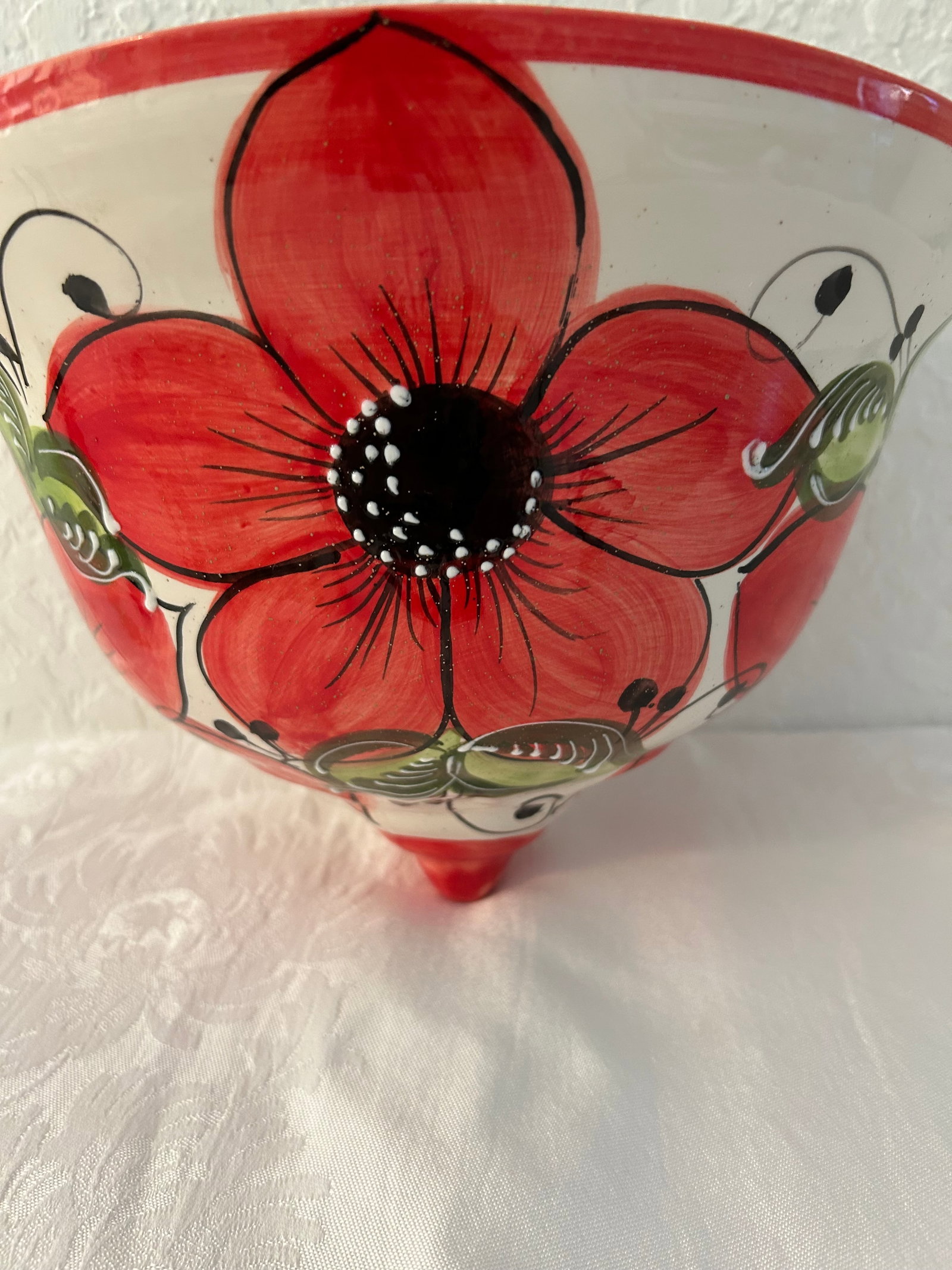 Vintage Mexican Pottery Floral Wall Planter - 2