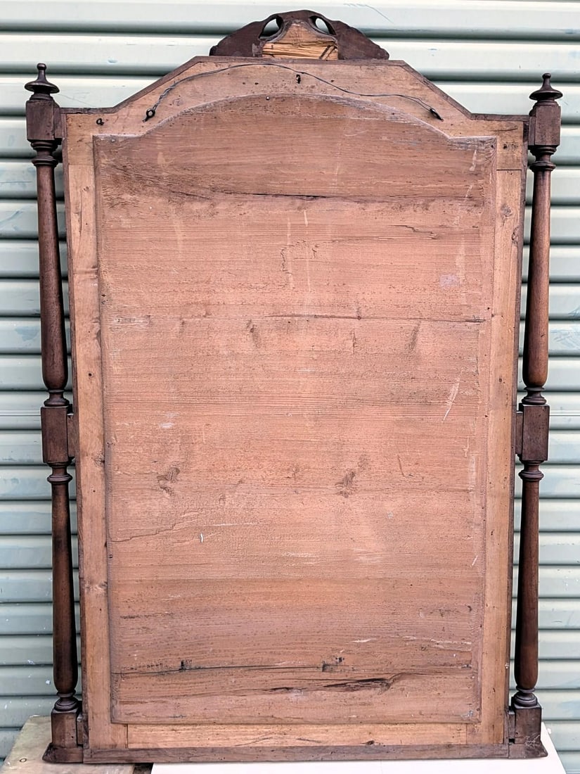 Antique Rococo Revival Crested Carved Oak Wall Mirrior - 8