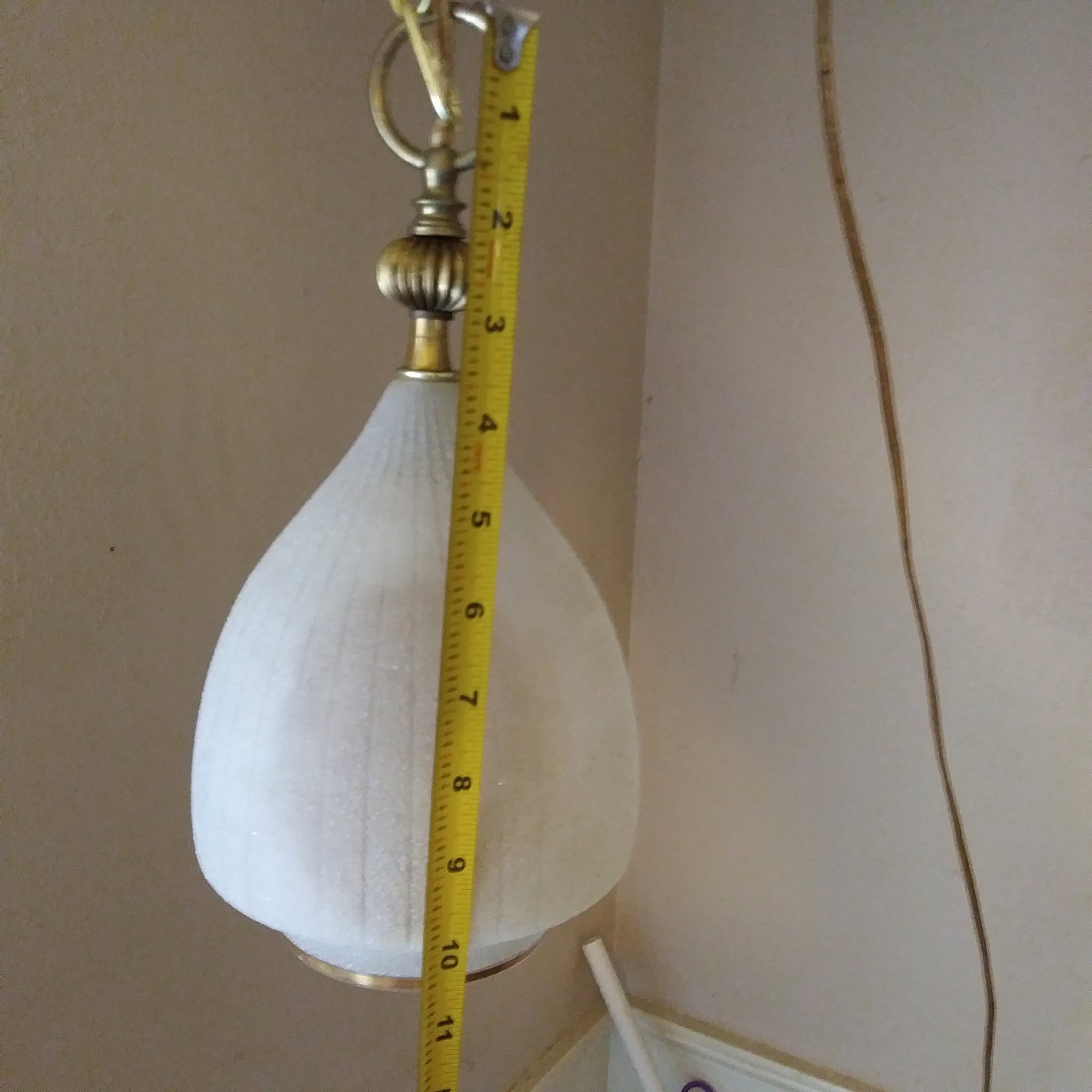 1950s Mid Century Modern Textured Ribbed Italian Ceiling Pendant Light - 11