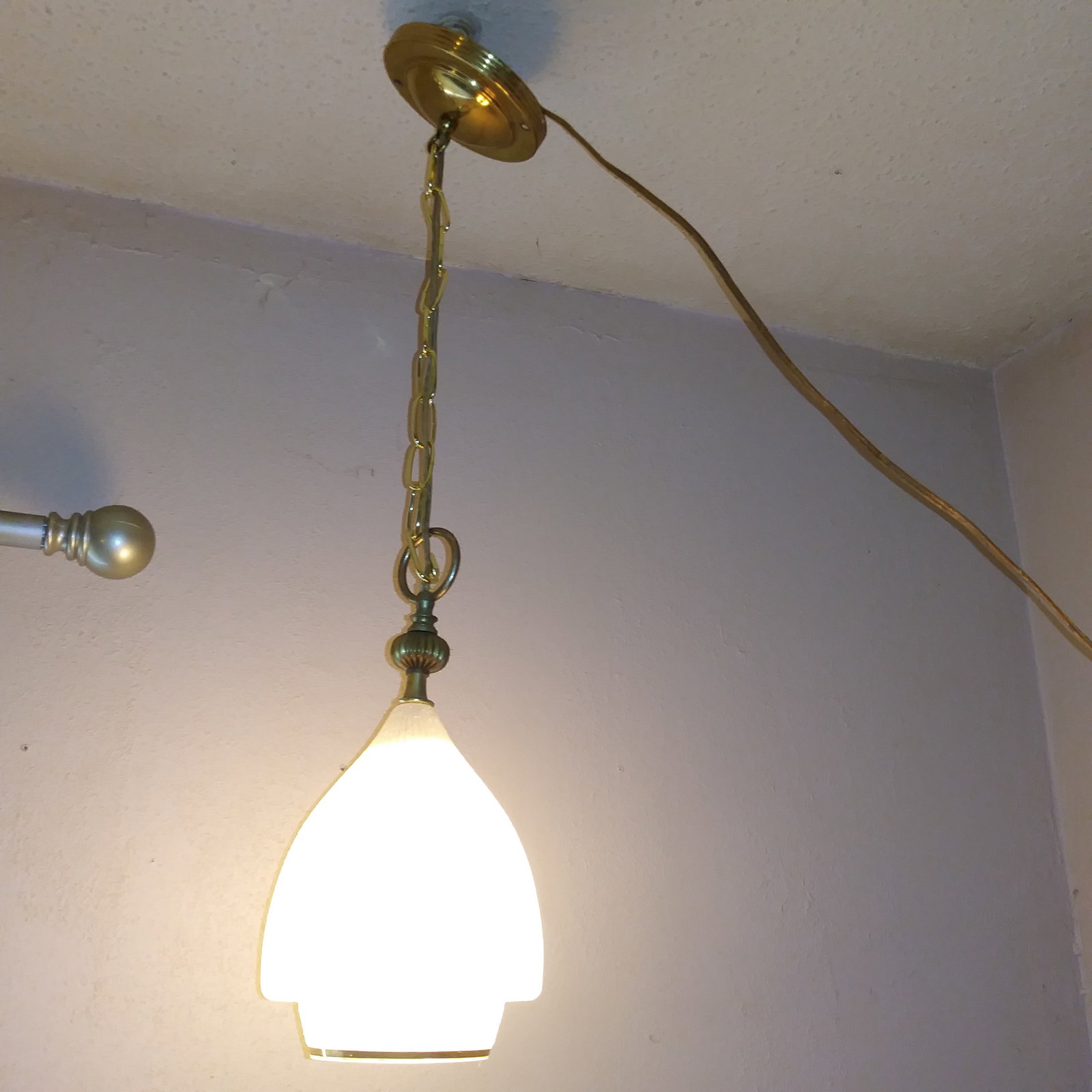 1950s Mid Century Modern Textured Ribbed Italian Ceiling Pendant Light - 2