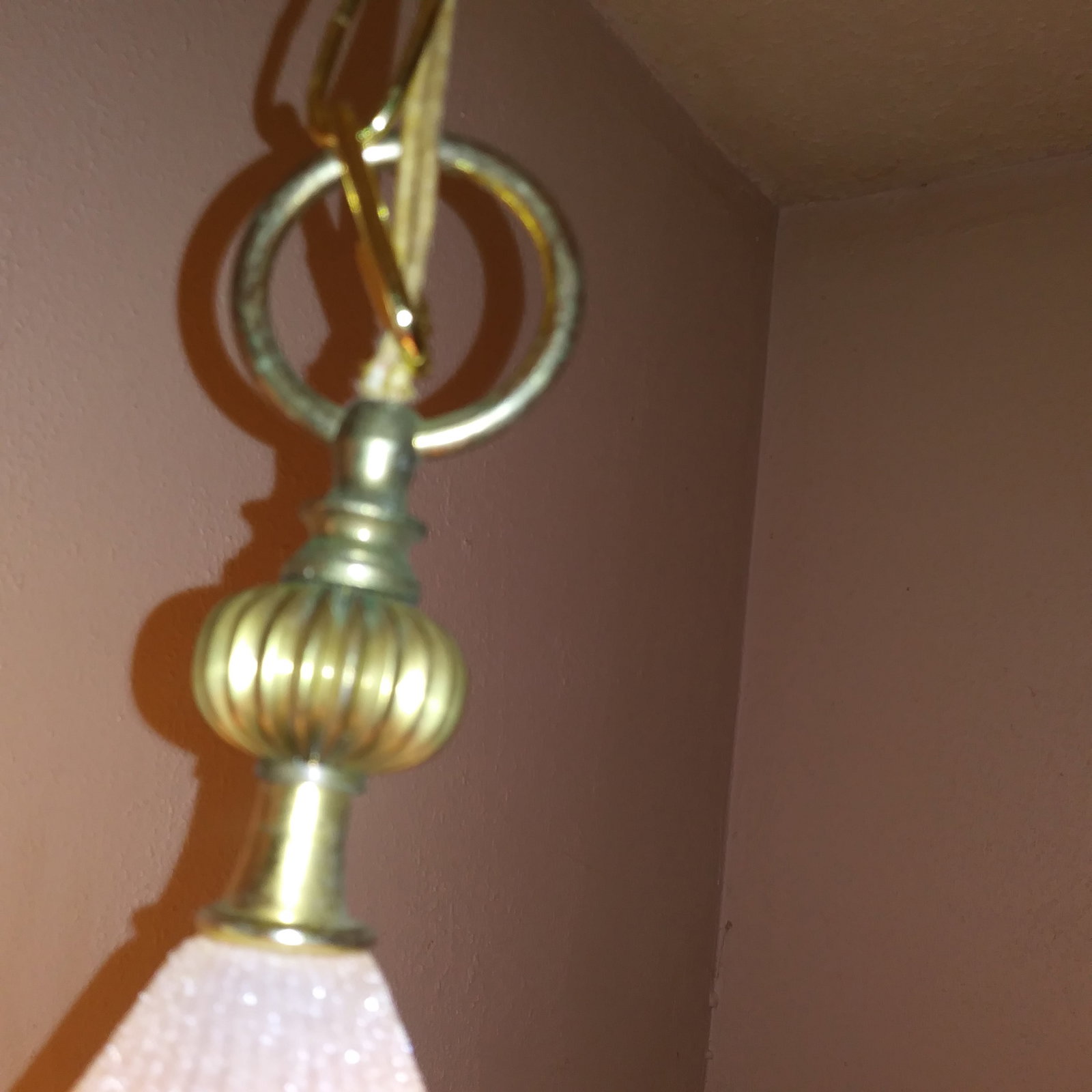 1950s Mid Century Modern Textured Ribbed Italian Ceiling Pendant Light - 3