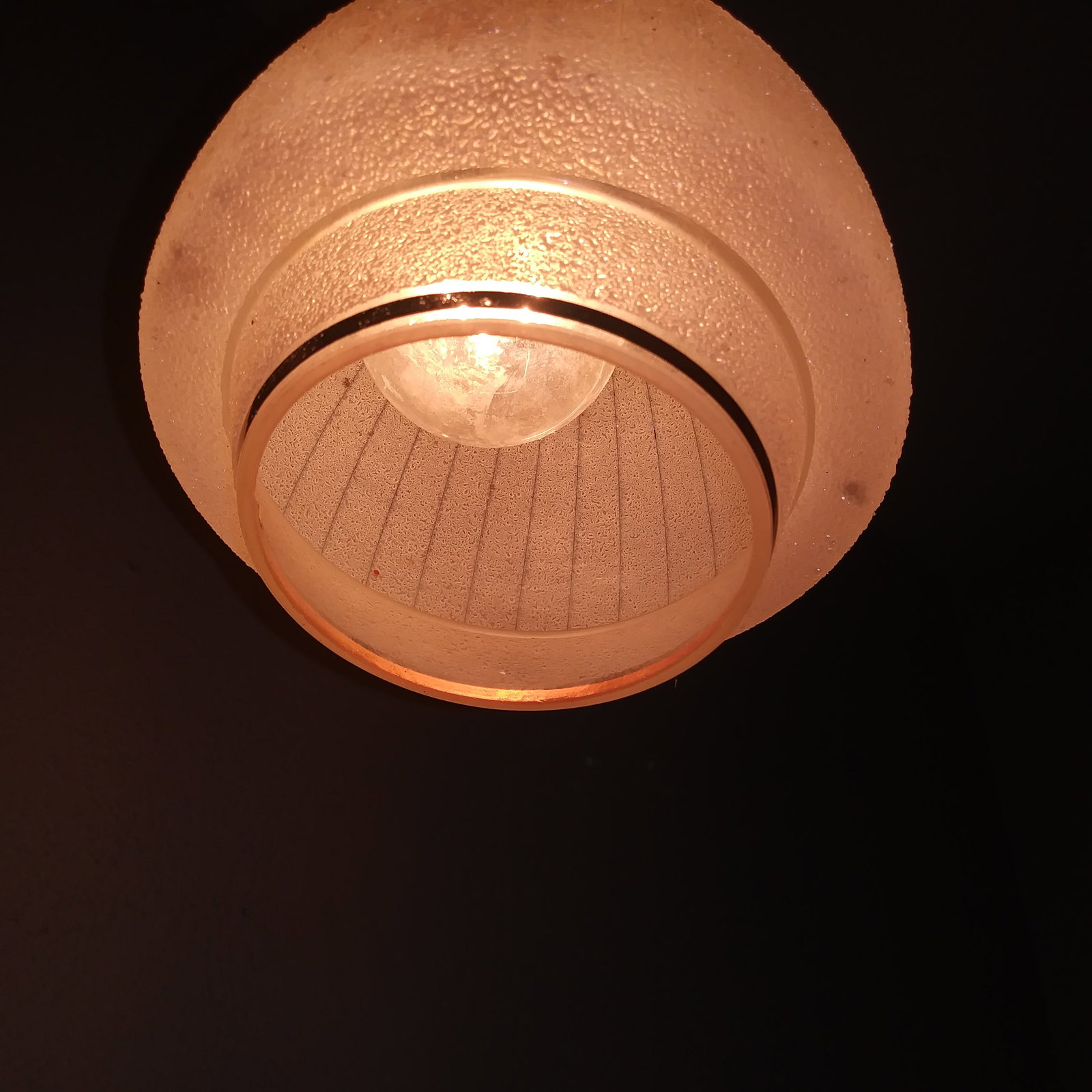 1950s Mid Century Modern Textured Ribbed Italian Ceiling Pendant Light - 4