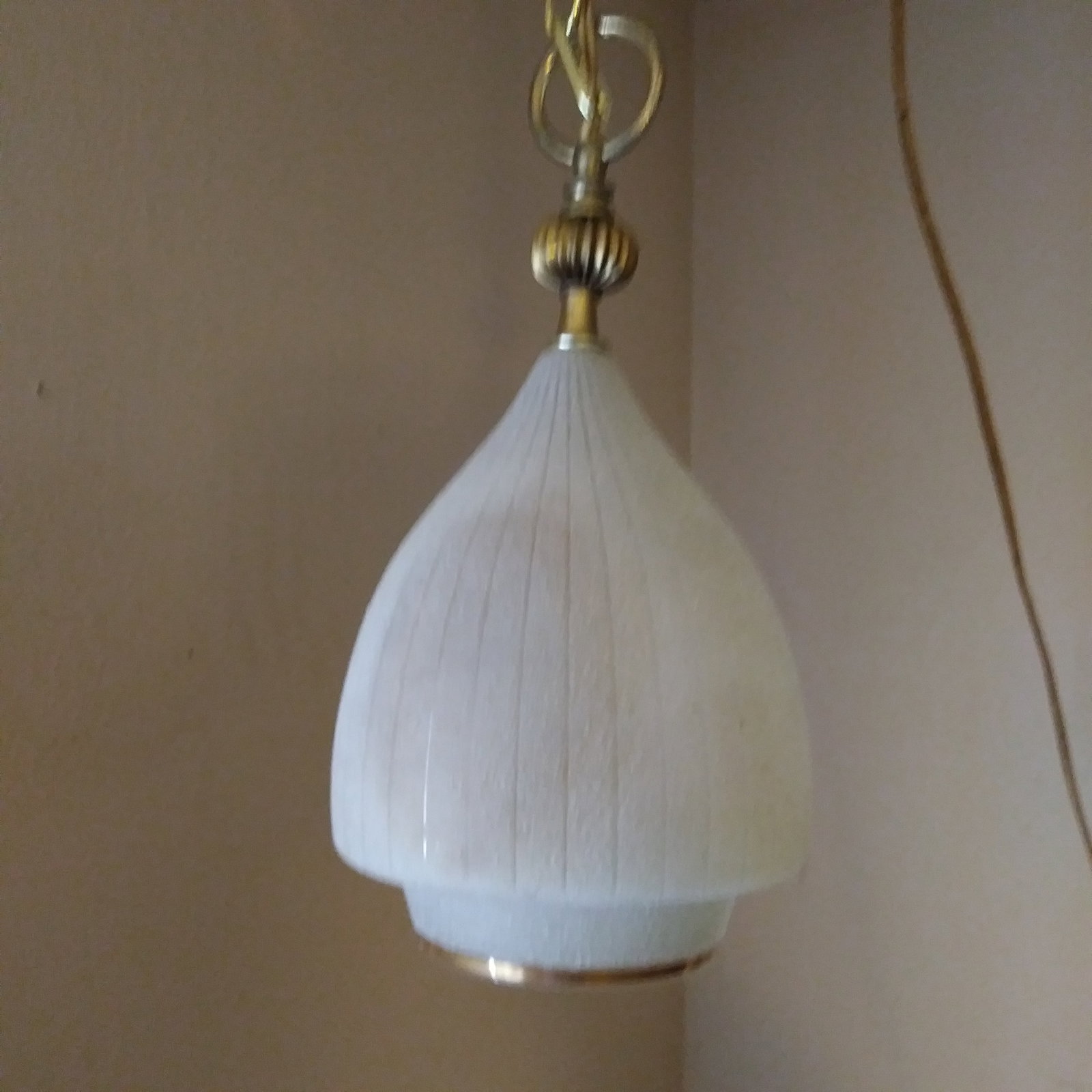 1950s Mid Century Modern Textured Ribbed Italian Ceiling Pendant Light - 6