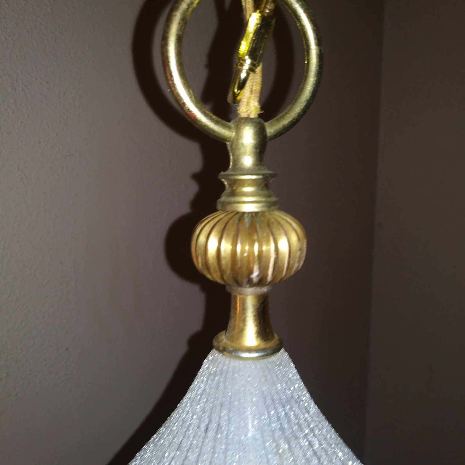 1950s Mid Century Modern Textured Ribbed Italian Ceiling Pendant Light - 7
