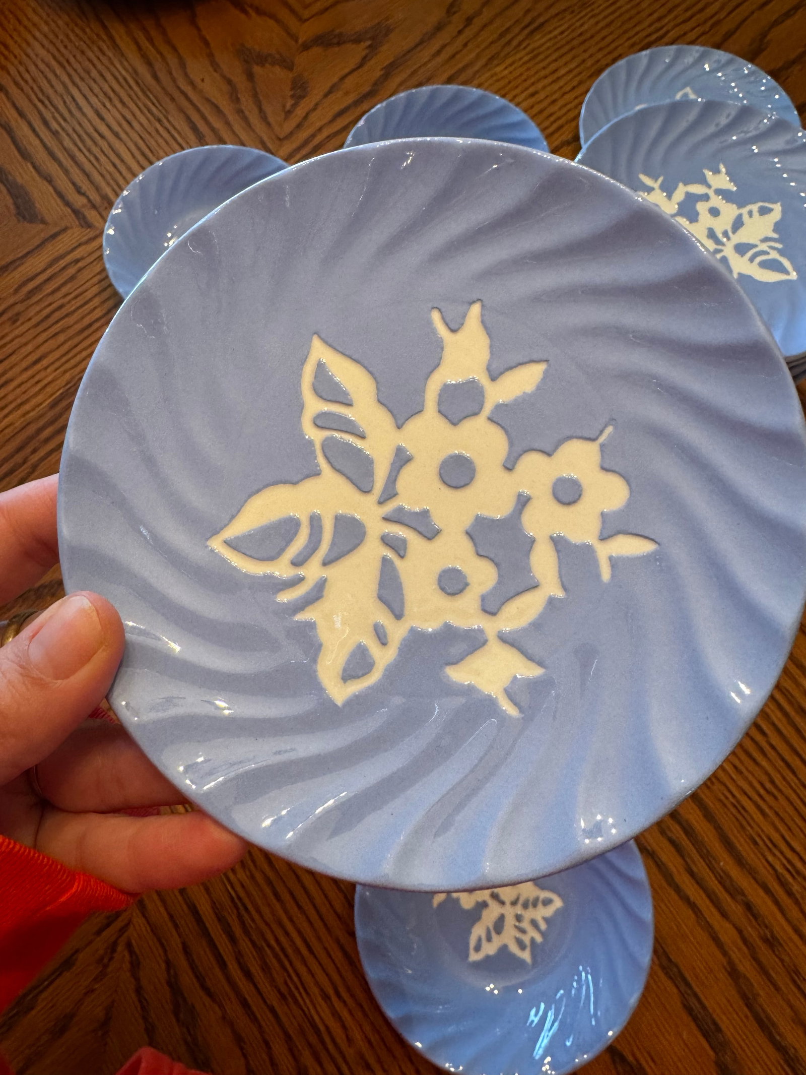 Vintage Cameoware by Harker Pottery Blue Bread Plates & Dessert Bowls - 63 pcs - 3
