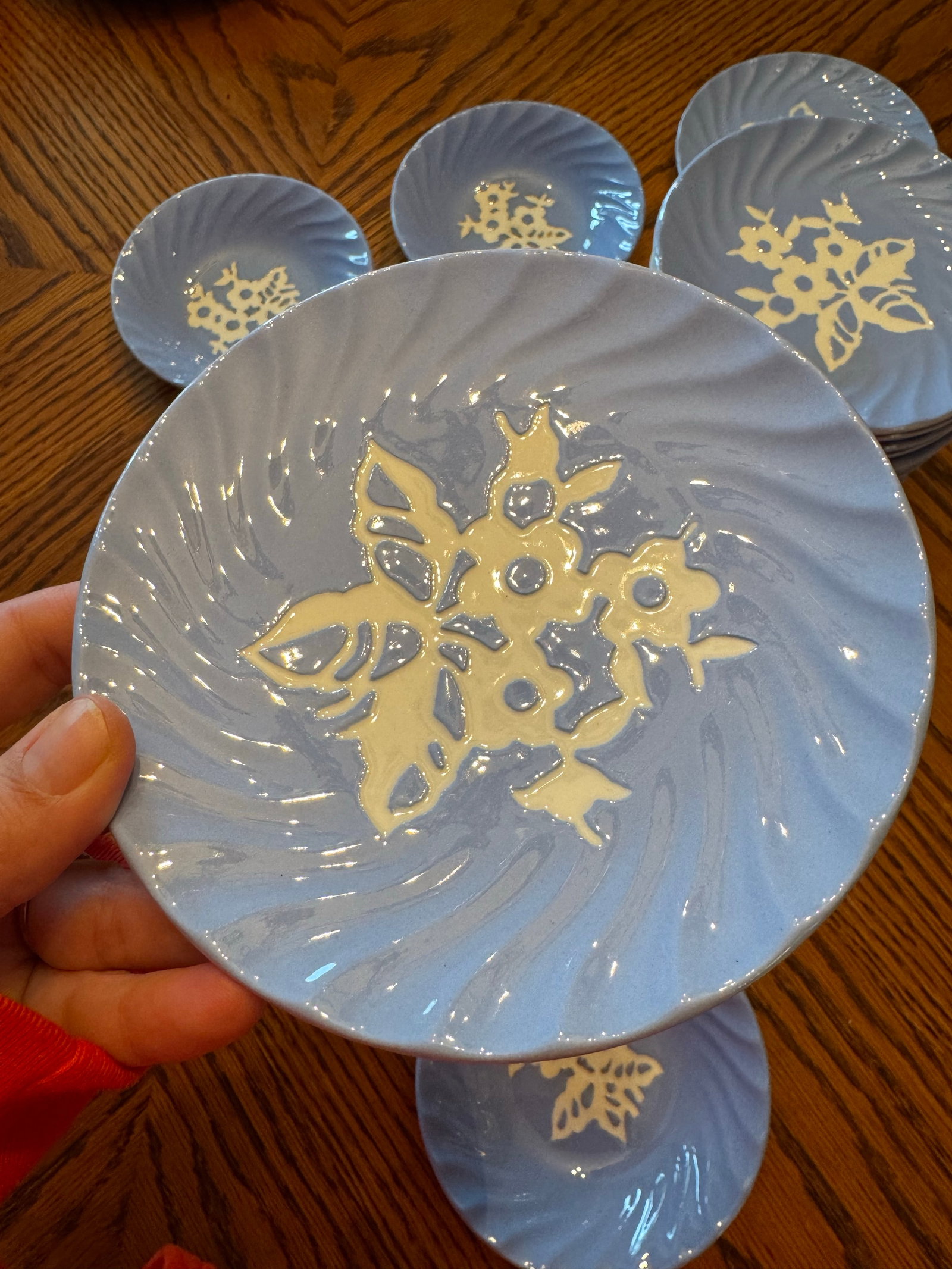 Vintage Cameoware by Harker Pottery Blue Bread Plates & Dessert Bowls - 63 pcs - 5