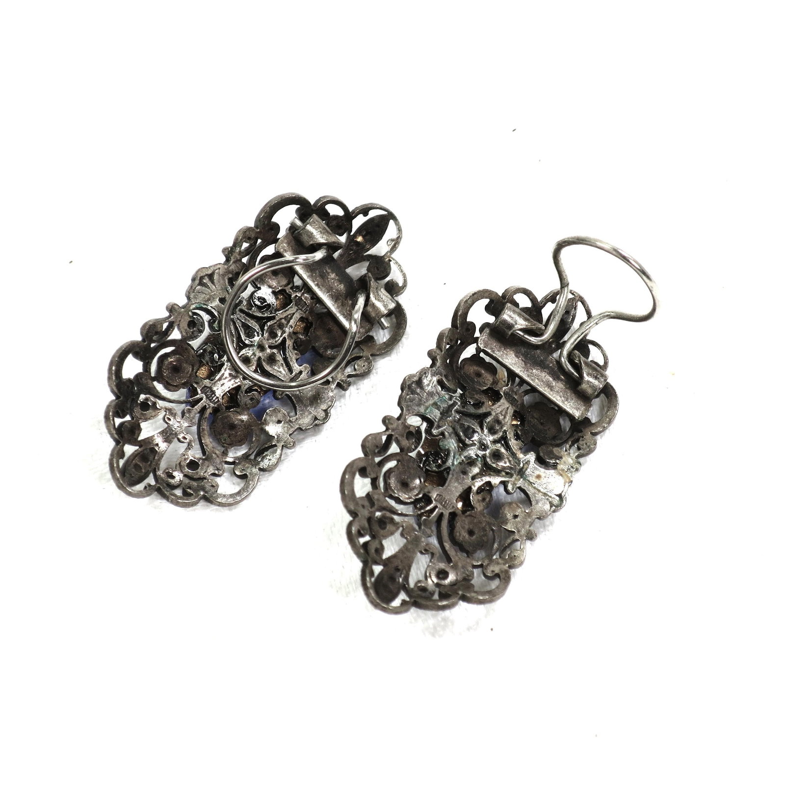 Antique Edwardian Sapphire Vauxhall Glass Bracelet Set 1910s - 11