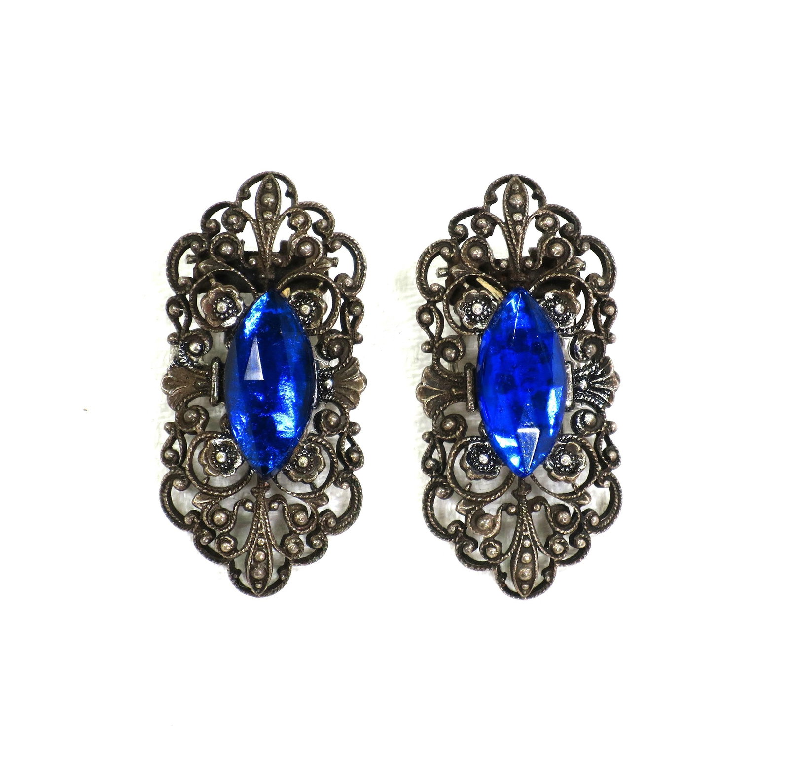 Antique Edwardian Sapphire Vauxhall Glass Bracelet Set 1910s - 5