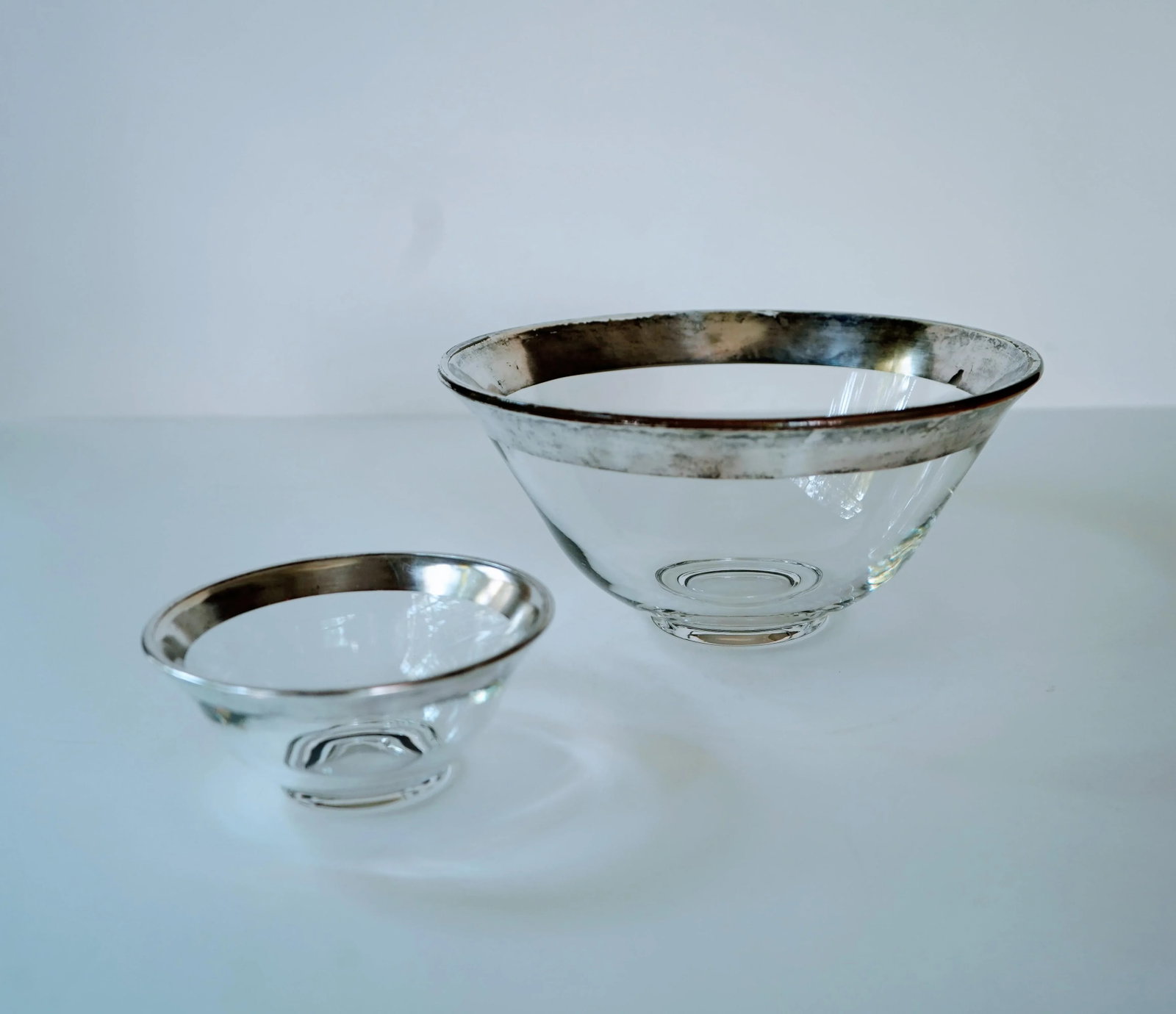 Vintage Dorothy Thorpe Silver Rimmed Serving Bowls- 2 Pieces - 10