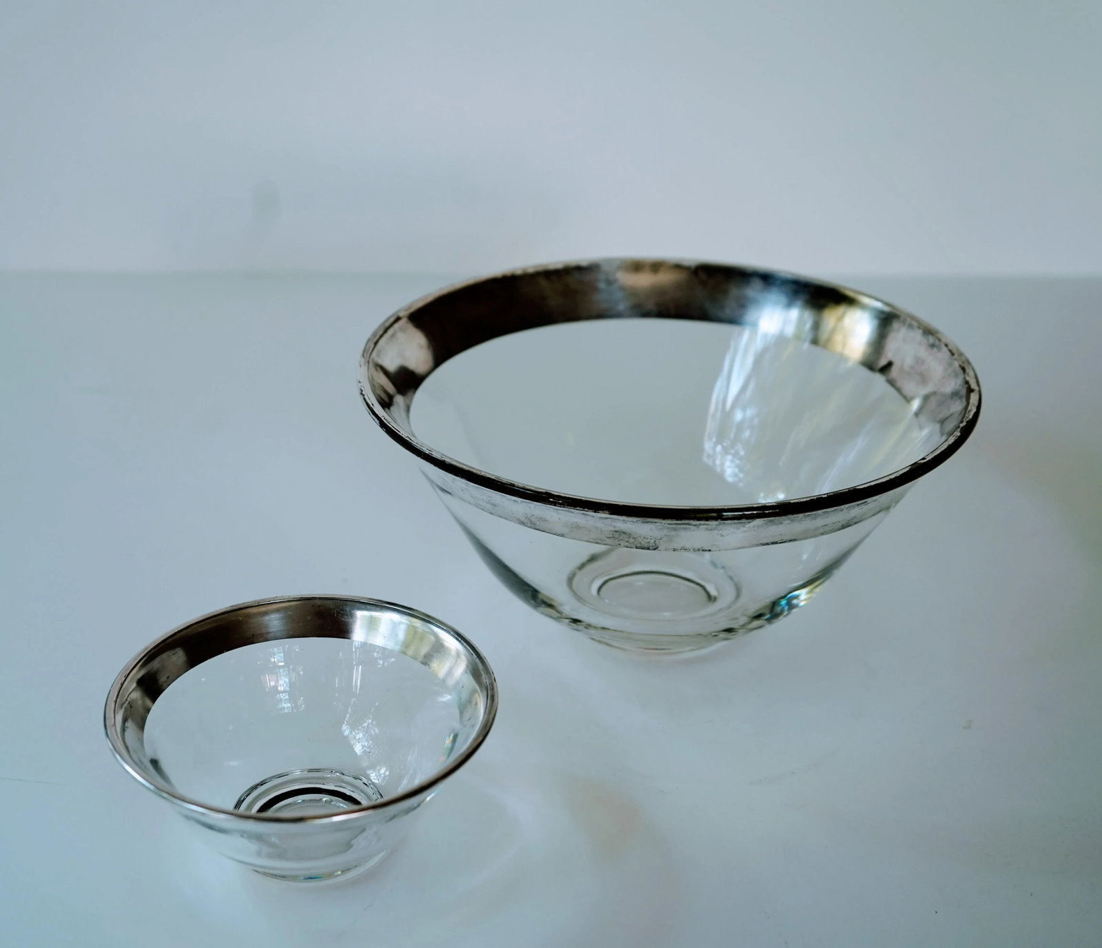 Vintage Dorothy Thorpe Silver Rimmed Serving Bowls- 2 Pieces - 2